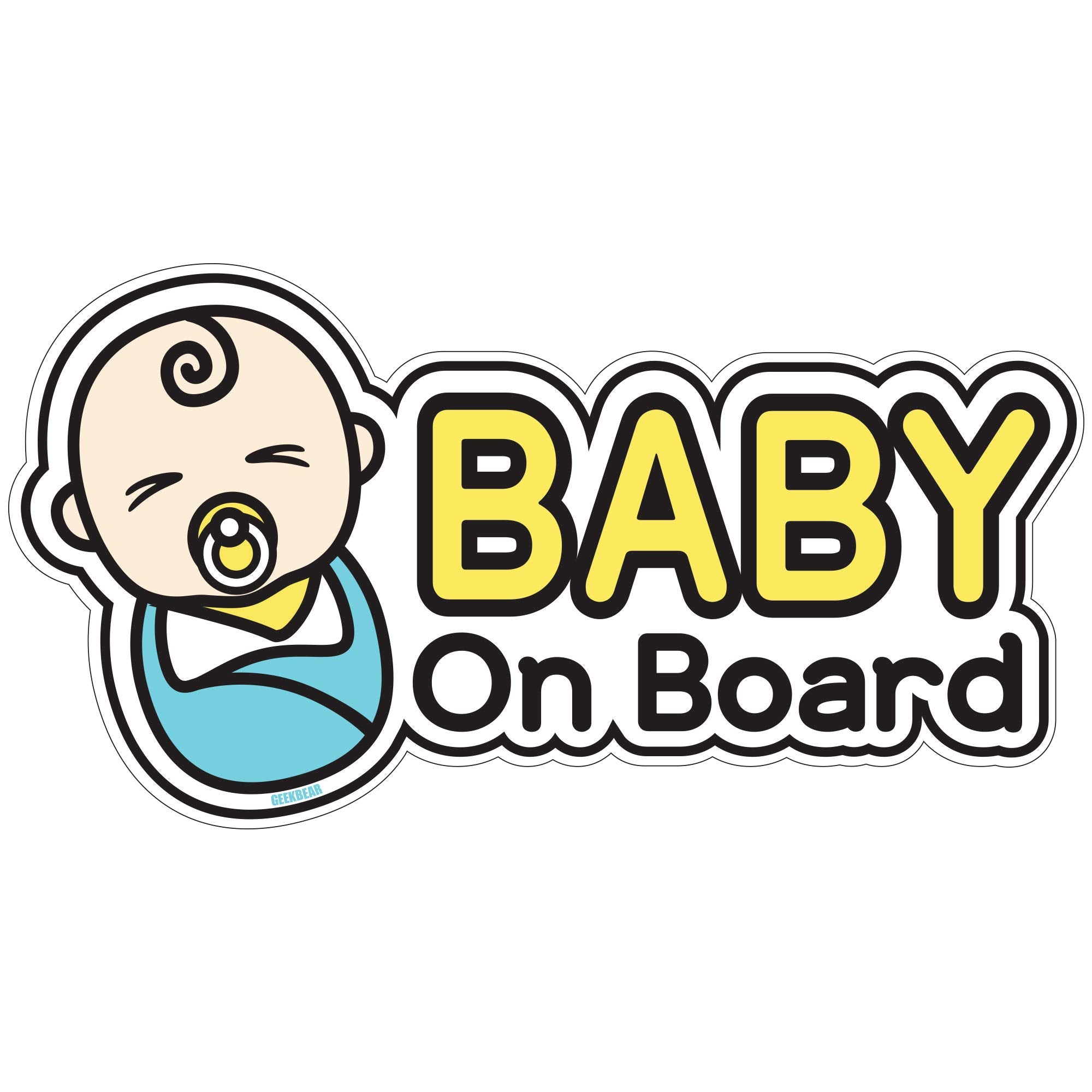 Geekbear Baby On Board Car Sticker - Character Design, Reflective, Weather-Resistant (28. Newborn Baby)