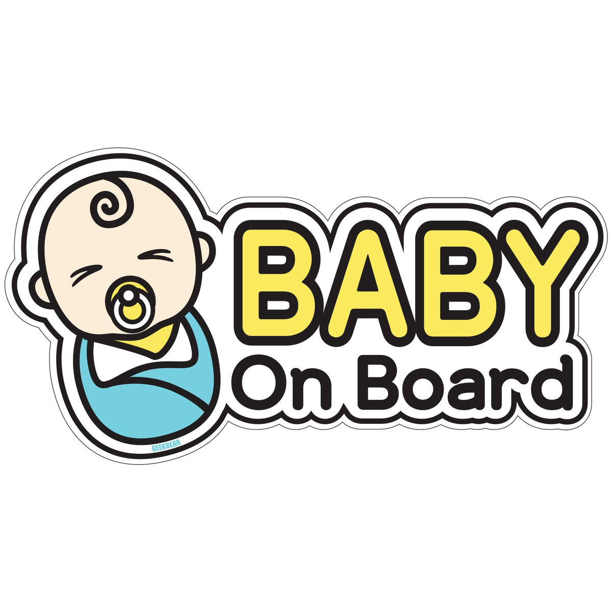 Geekbear Baby On Board Car Sticker - Character Design, Reflective, Weather-Resistant (28. Newborn Baby)