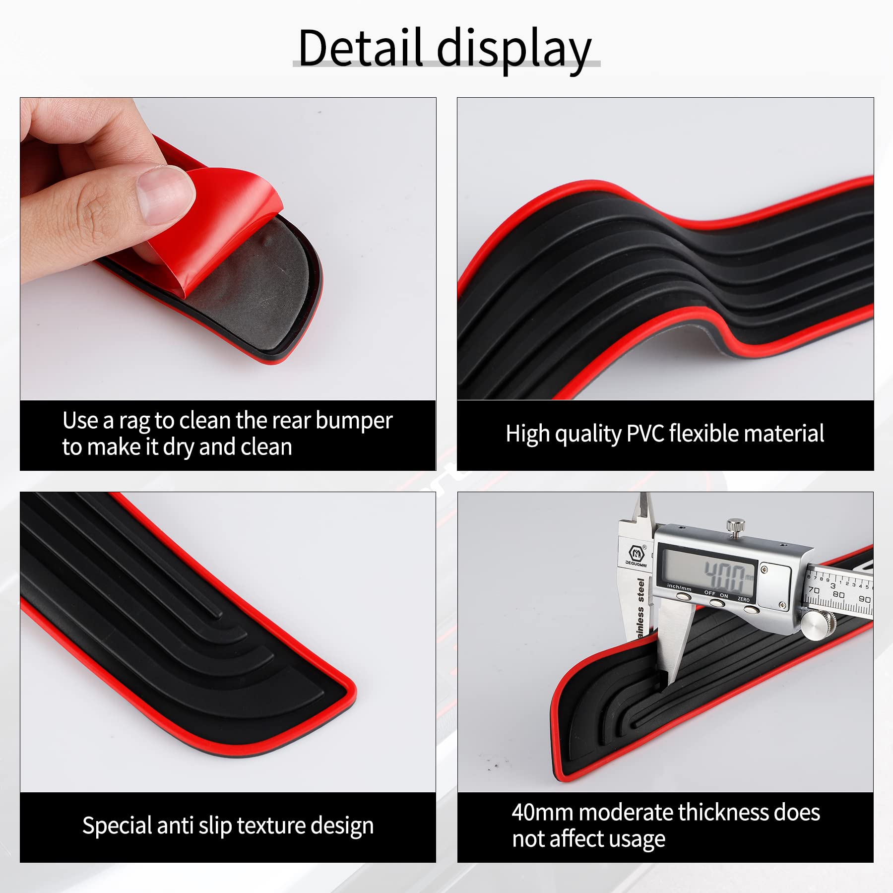 Singaro Car Door Threshold Protection, 4Pcs Door Edge Step Dust Shield Cover, Door Width 23.6X2.36Inch Car/Suv Universal Rubber