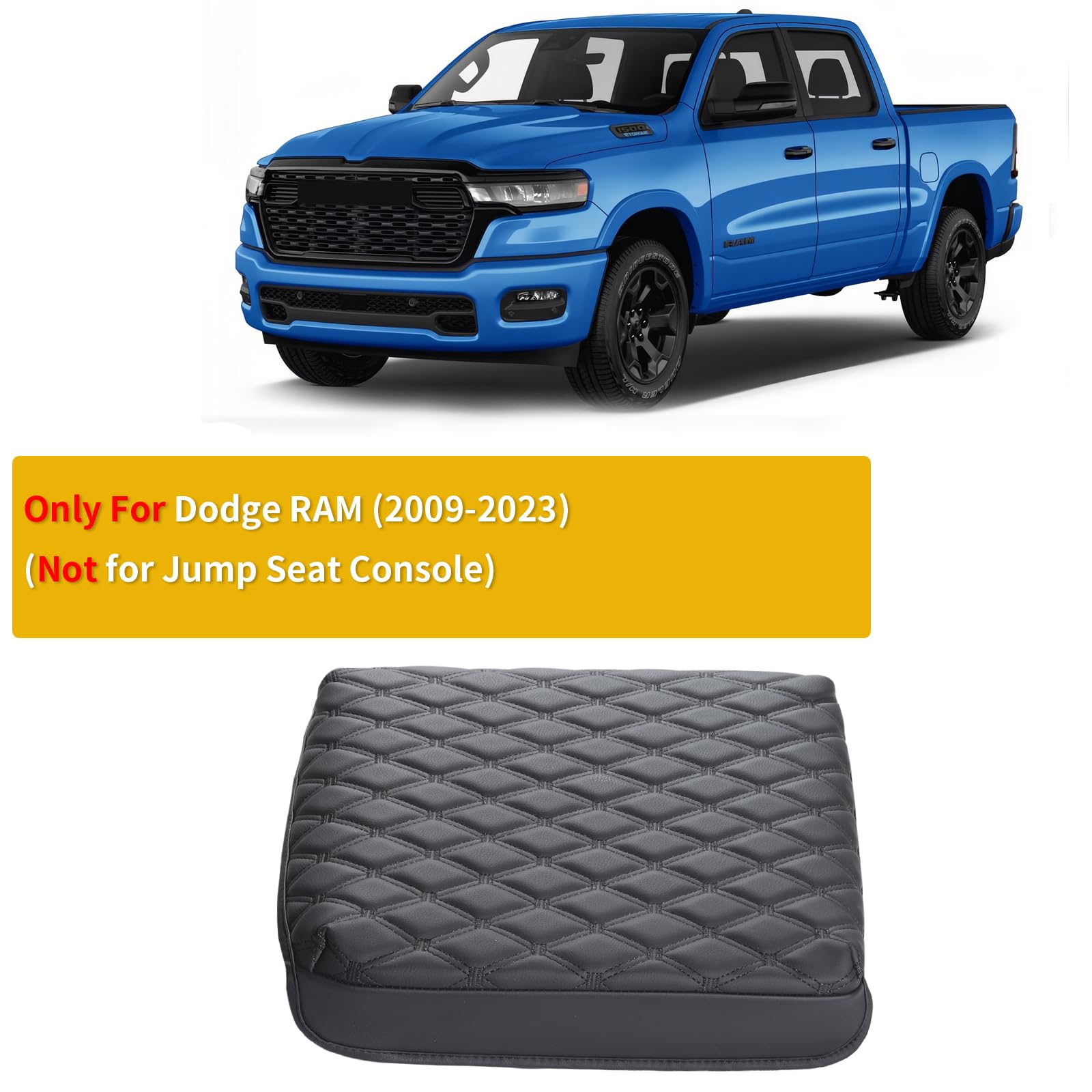 Giant Panda Custom Fit Center Console Cover For Dodge Ram 2009-2023 With Bucket Console- Waterproof Faux Leather Armrest Center