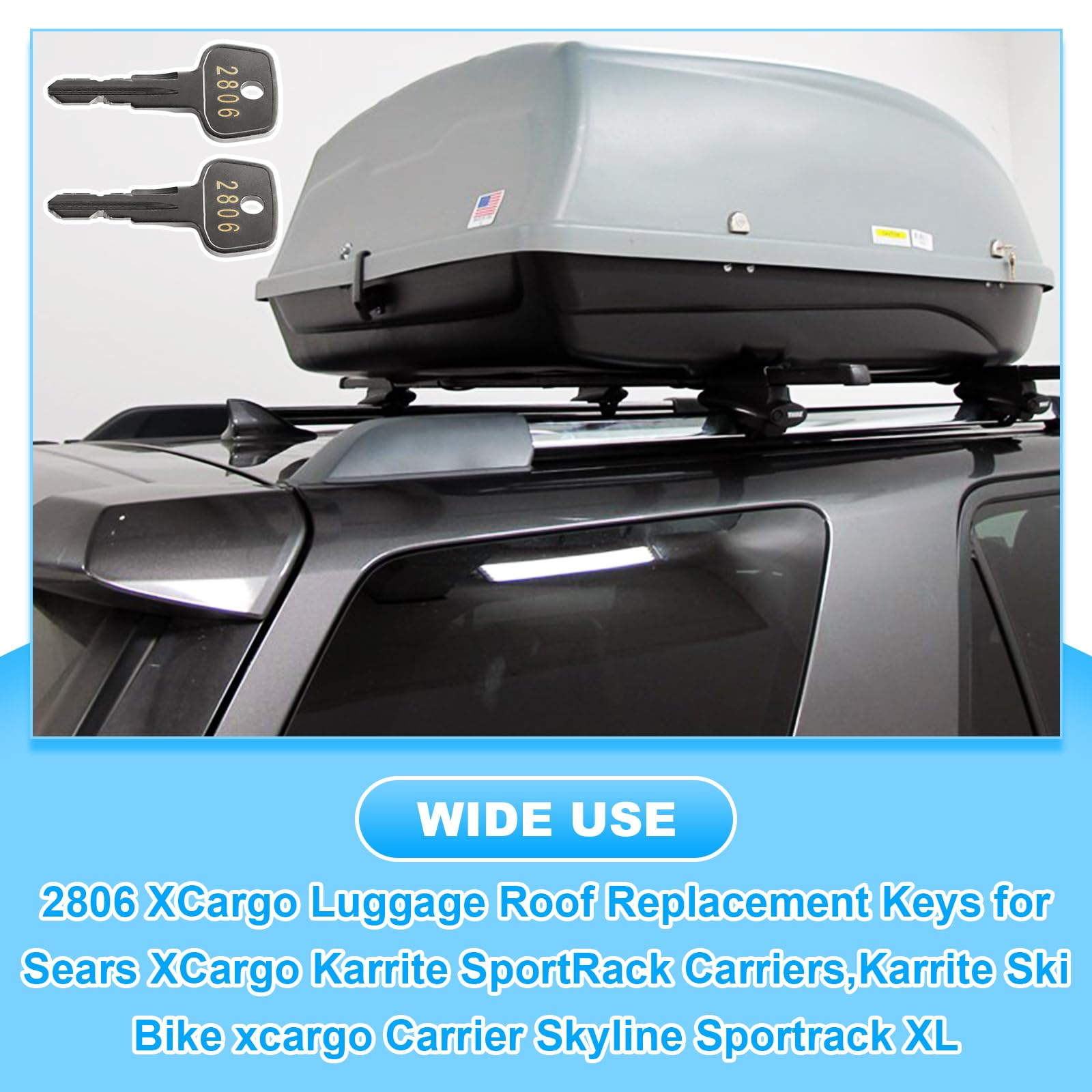 2806 X-Cargo Roof Rack Key, XCargo Luggage Roof Replacement Keys for Sears XCargo Karrite Sport Rack Carriers,Karrite Ski Bike x