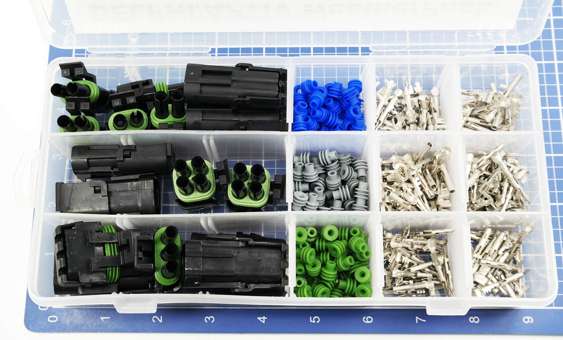 338Pcs 2, 3,4 Pin Weatherpack, 20 Amp Terminal Kit 10-20