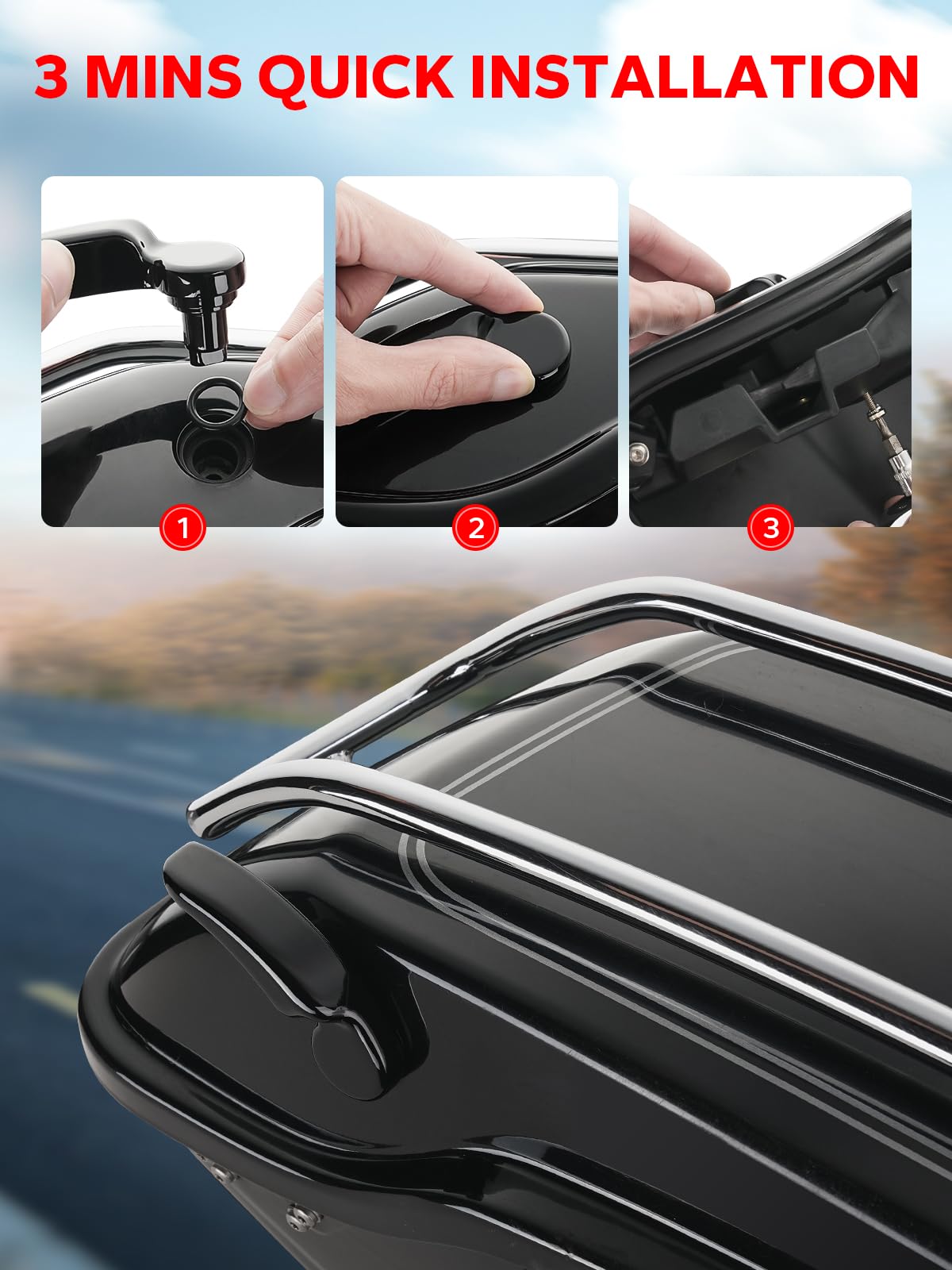 Amazicha Gloss Black Saddlebag Latch Kit Saddle Bag Lifter Compatible For Harley Davidson Touring Street Glide, Electra Glide, Road King, Road Glide, Ultra Limited, Flhr Flht Flhx Flhtk 2014-2023