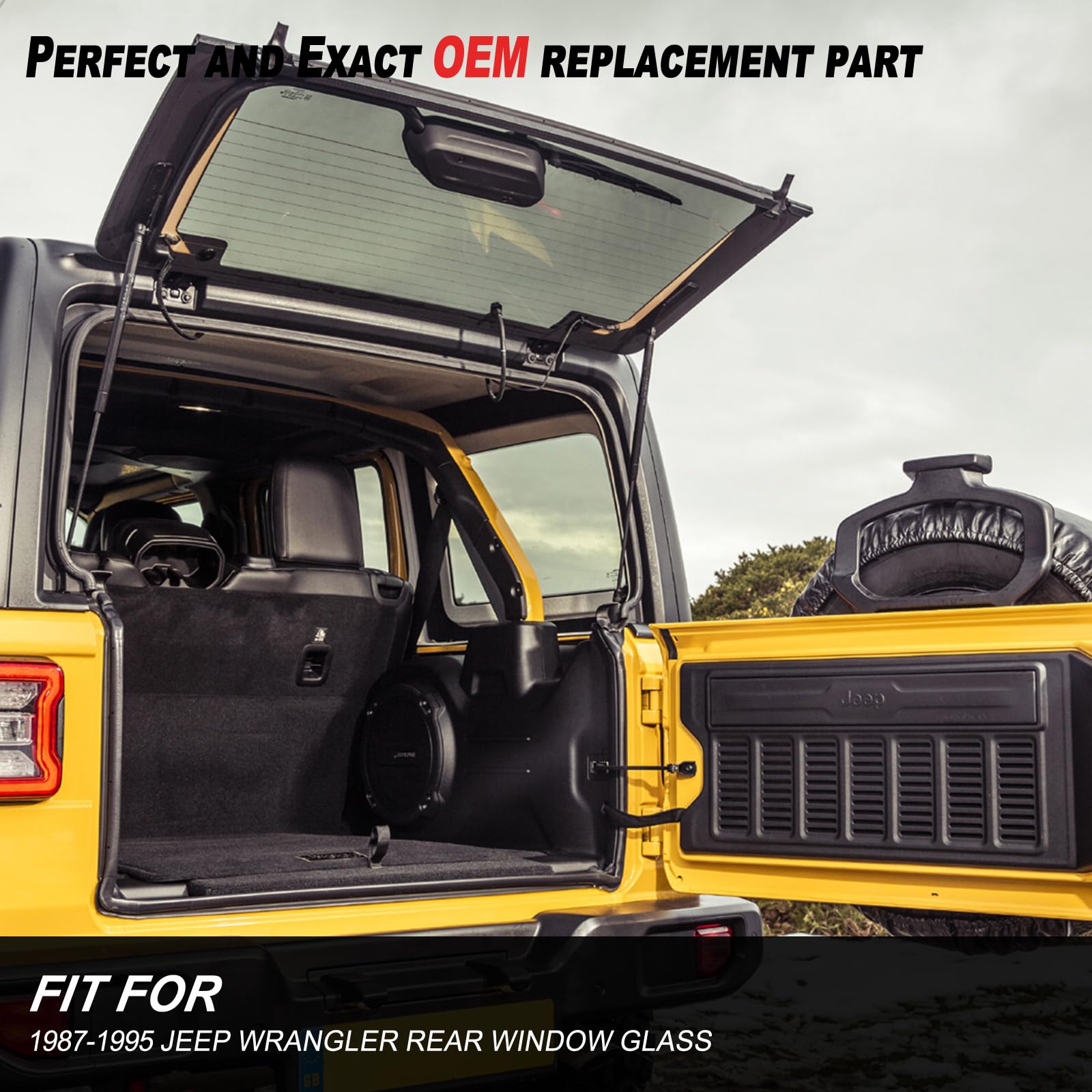 Vepagoo 4761 Rear Glass Window Gas Struts For 1987-1995 Jeep Wrangler, Liftgate Shocks Springs Lift Support Sport Utility 2-Door