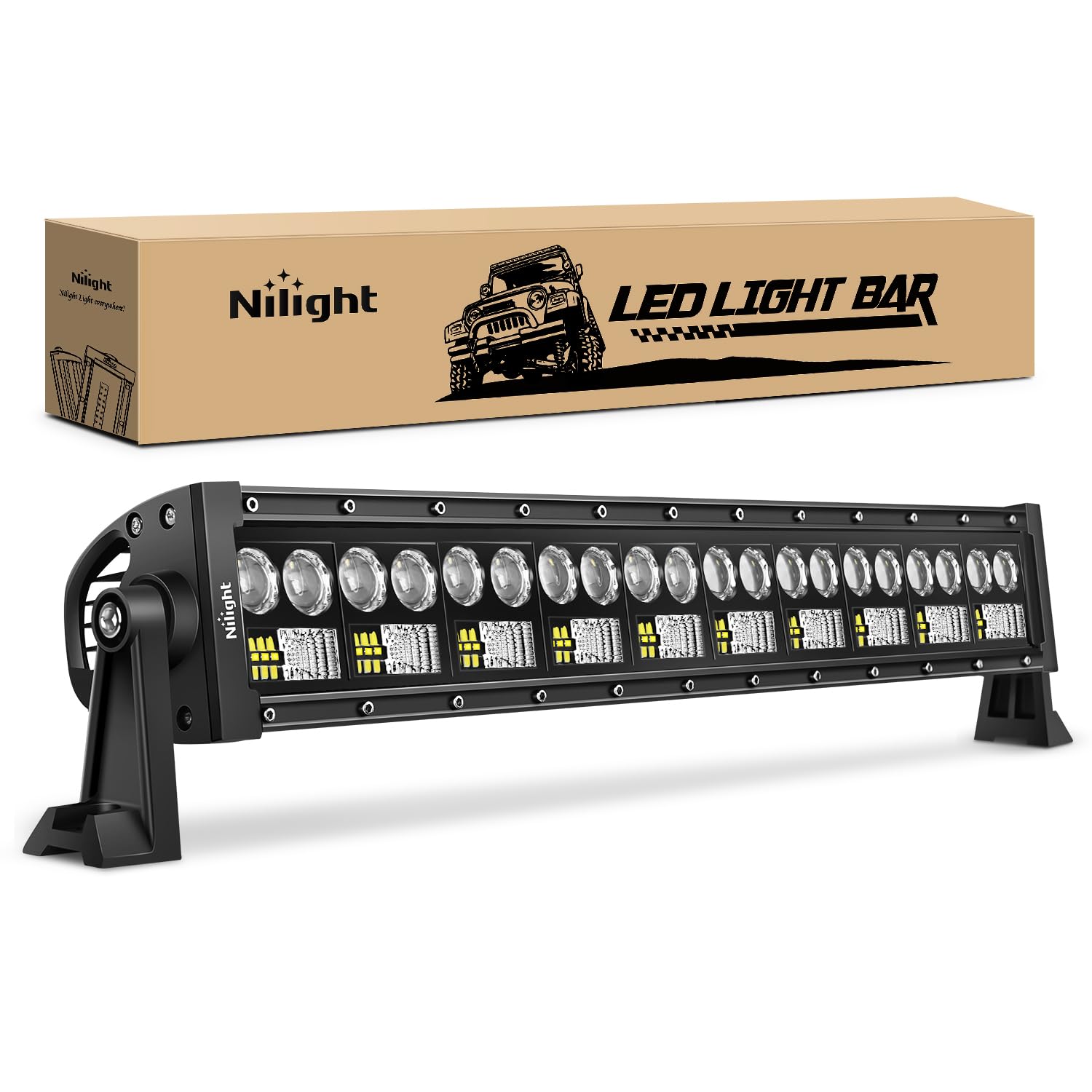 Nilight 73003C-A 22Inch 150W Double Row 15000Lm 7D Flood Spot Combo Beam Led Light Bar