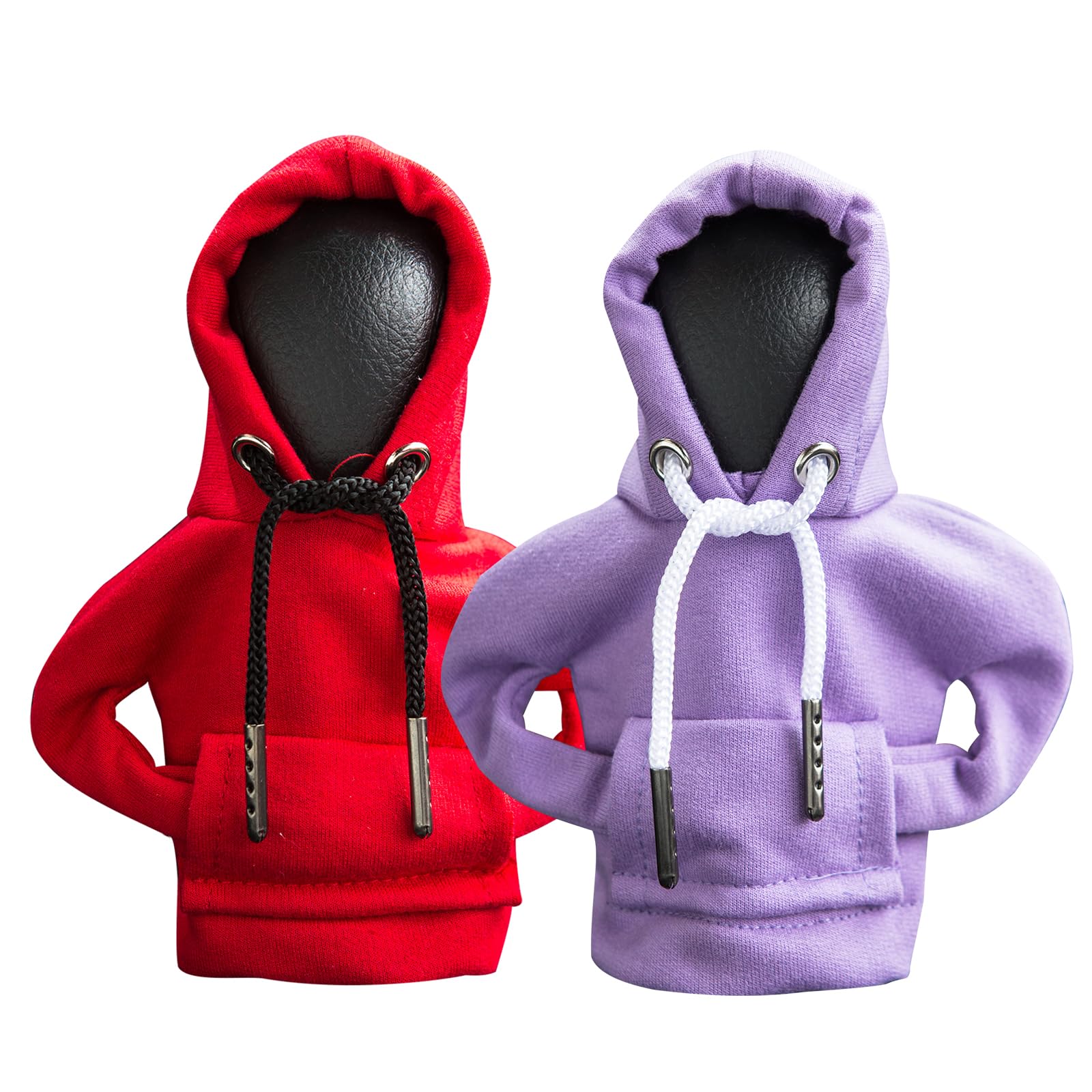 Ecdream 2Pcs Car Shift Knob Hoodie,Gear Shift Hoodie,Funny Sweater Hoodie For Gearshift,Automotive Interior Accessories(Red And