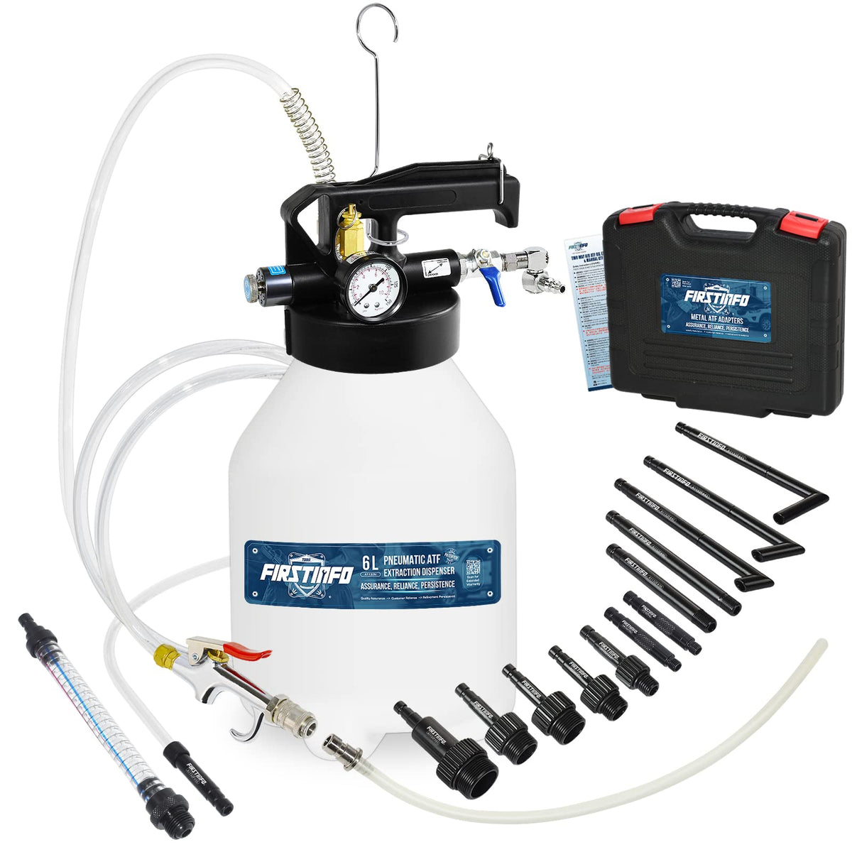 Firstinfo A1132Nus Patented 6 Liter Automatic Transmission Fluid Pump Atf Refill Dispenser And Evacuator With 14 Pcs Taiwan-Atf