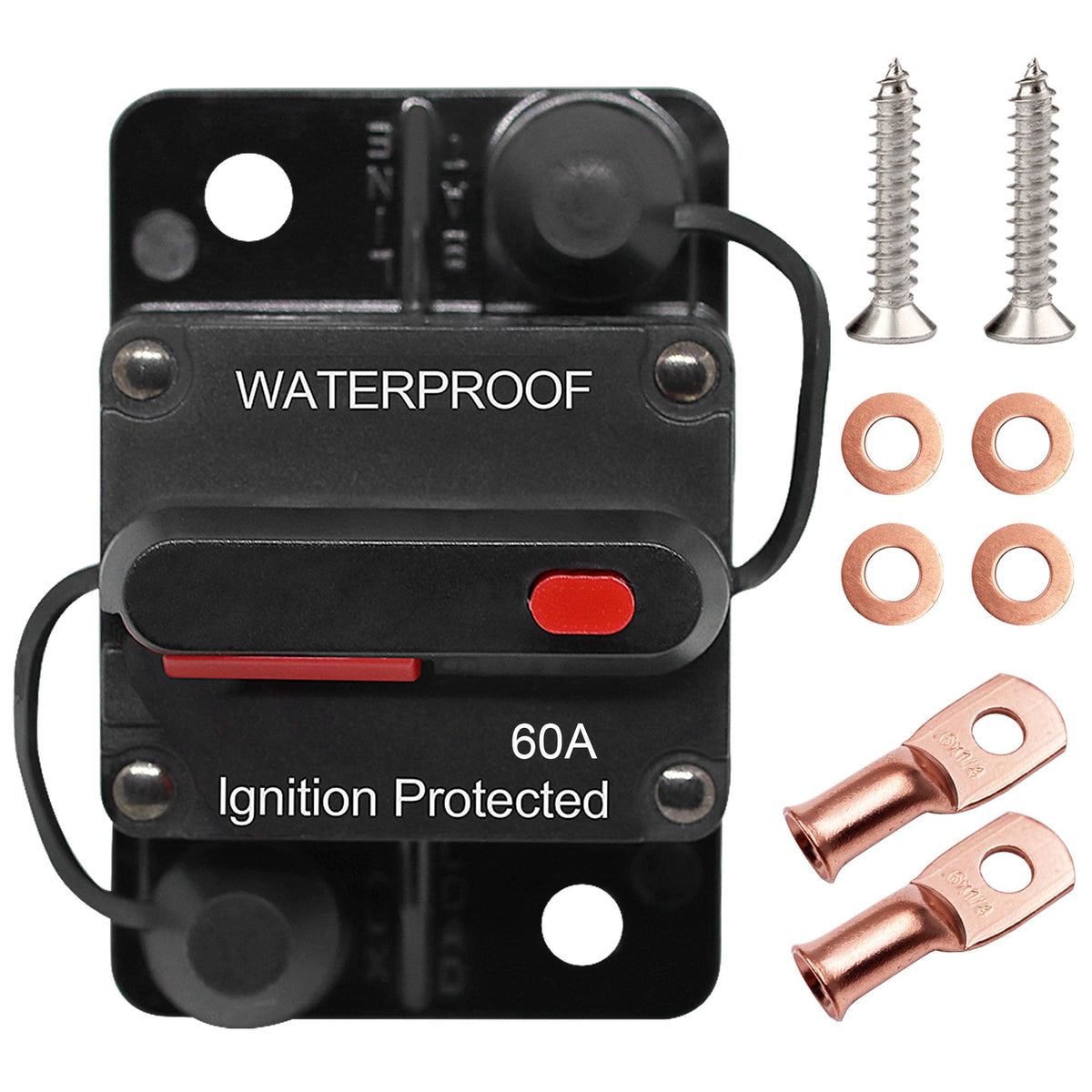 Erayco 60 Amp Circuit Breaker With Manual Reset Waterproof Inline Fuse Inverter For Marine Trolling Motors Boat Atv Manual Power