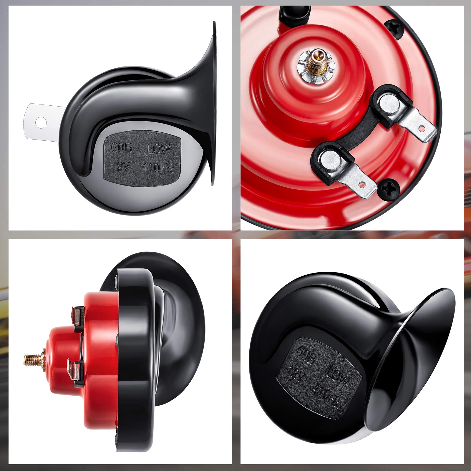 4 Pcs 300DB Loud Train Horn for Truck Electric Snail Horns 12V High and Low Horns Waterproof Auto Horn Loud Air Electric Snail S