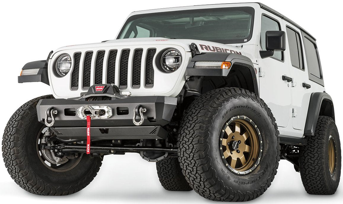Warn 101325 Elite Series Stubby Front Bumper For Jeep Jl Wrangler, Without Grille Guard Tube, Black