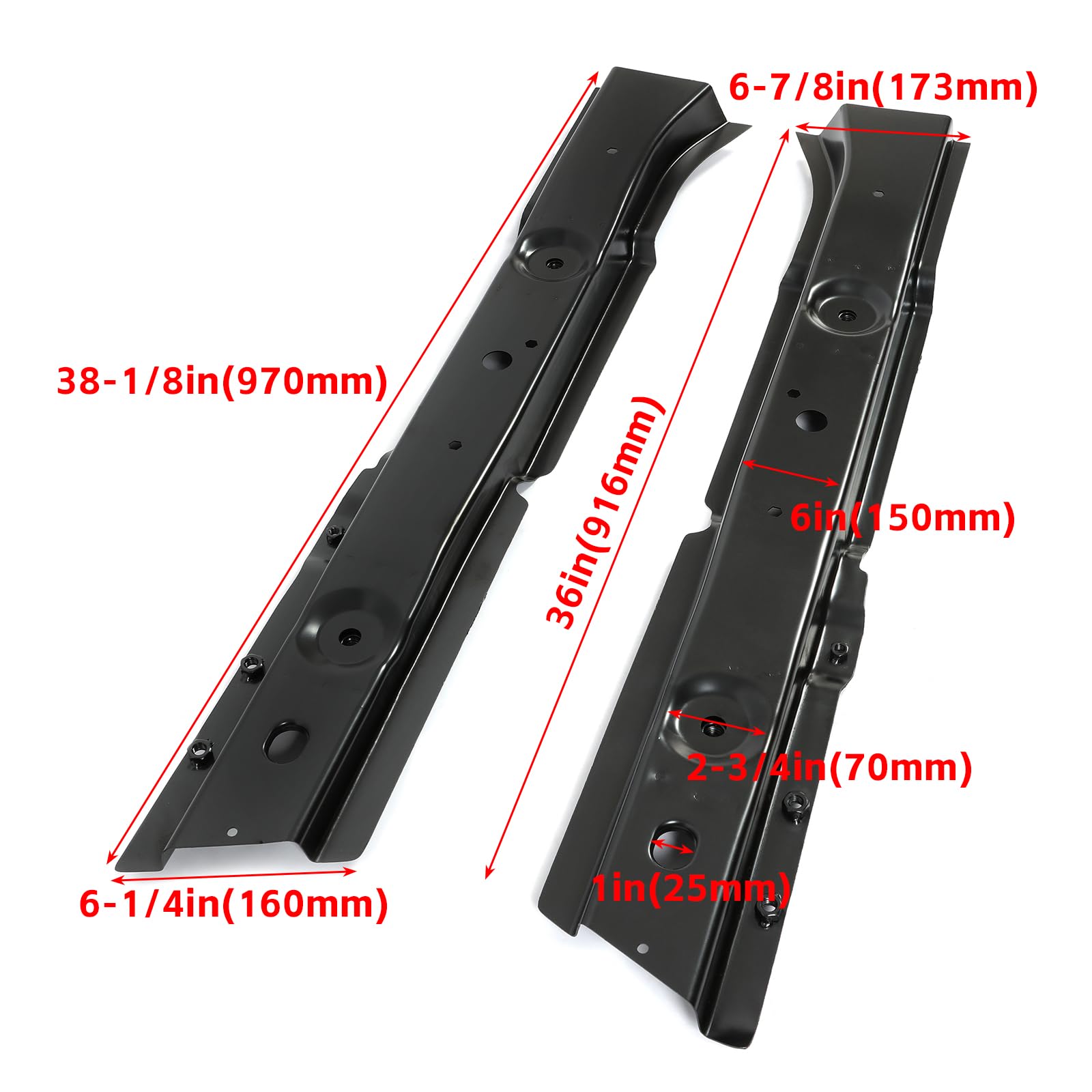 ECOTRIC Steel Floor Support for 1997-2006 Jeep Wrangler TJ - Durable Replacement Body Mounts & Torque Box for Rust Repair