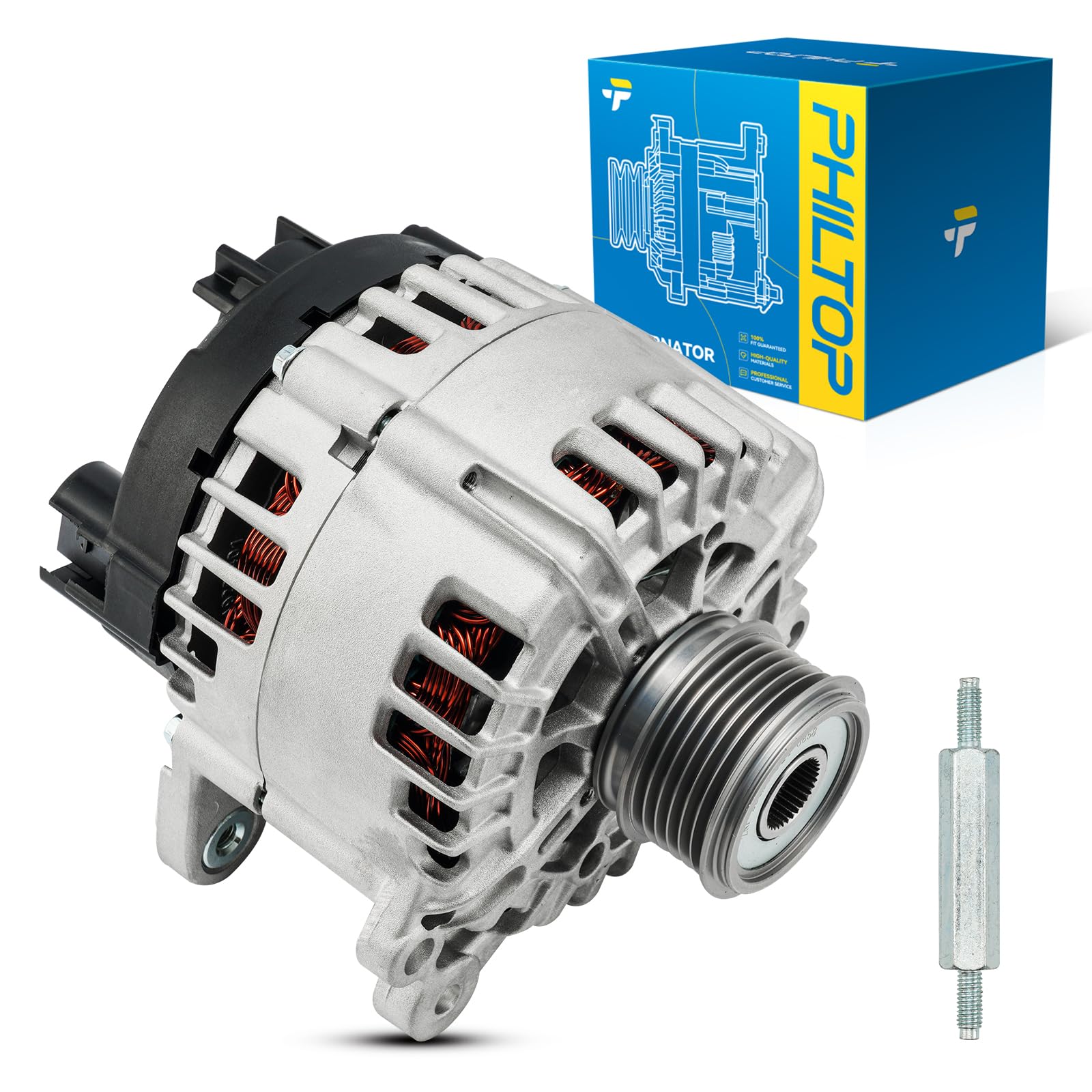 PHILTOP Alternator Compatible with Jetta 2006-2014 2.0T/2011-2015 2.0L/2005-2006 1.9T, Passat 2006-2008 2.0T, GTI 2006-2008, Gol