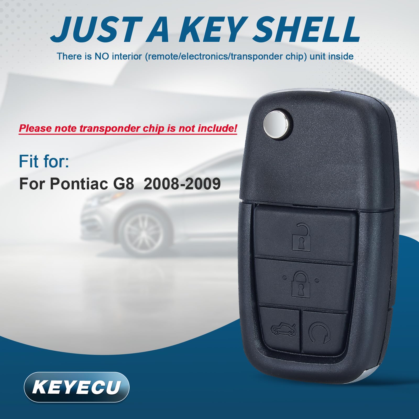Keyecu Replacement Shell Folding Remote Key Case Fob 5 Button For Pontiac G8 2008-2009