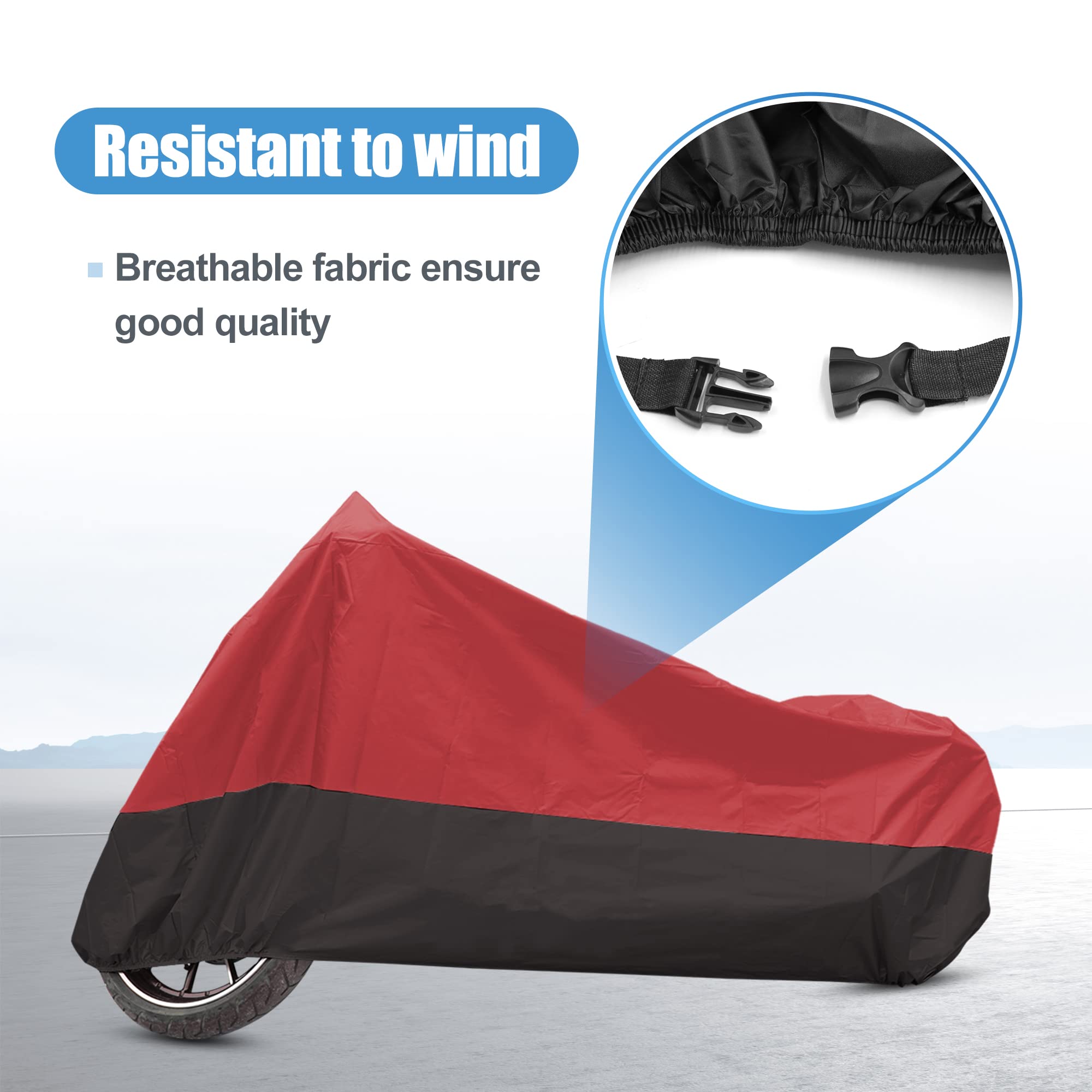 Uxcell Motorcycle Cover Motorbike Full Cover Outdoor Waterproof Rain Dust Protector 190T Xxl Red Black For Honda Most Full Dress