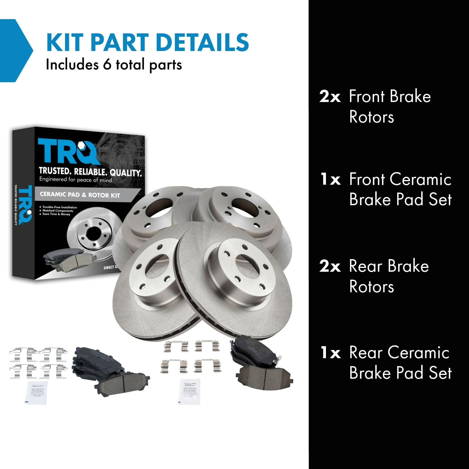 Trq Front And Rear Brake Pad & Rotor Kit Brake Pads Brake Rotor Ceramic Compatible With 2005-2006 Saab 9-2X 2004-2007 Subaru Imp
