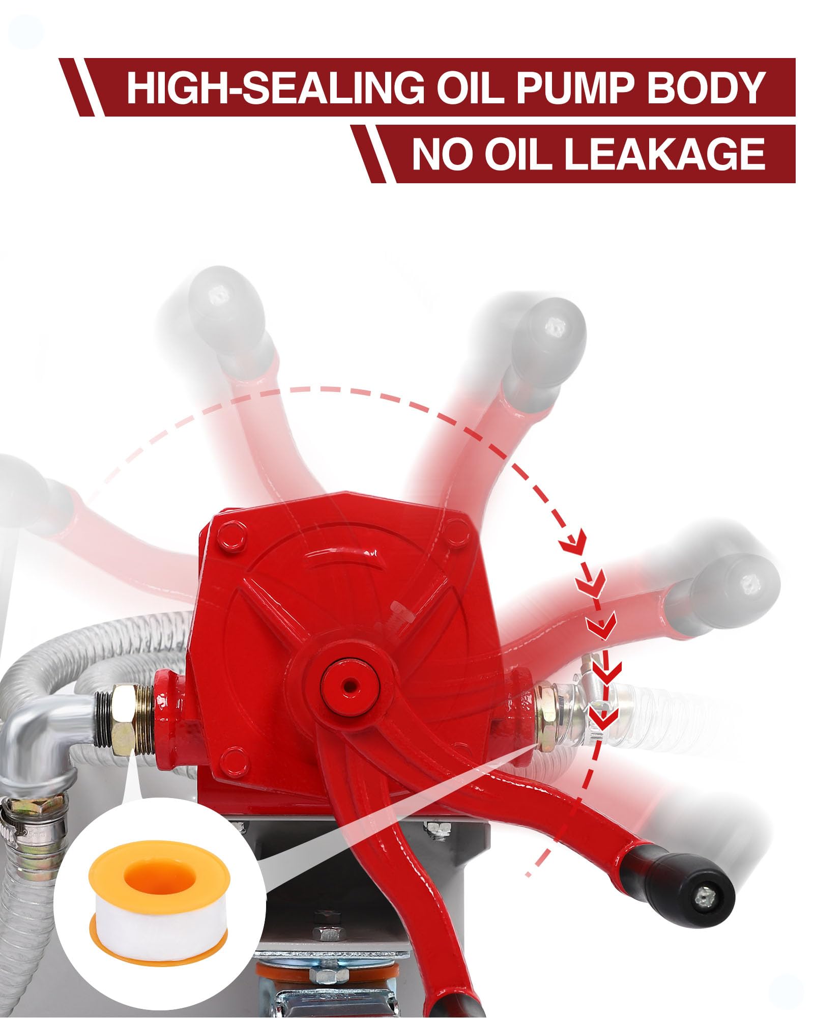 DEXSO 15 Gallon Oil Drain Pan with Hand Pump & 8 Ft Hose, Low Profile & T Folding Handle Oil Drain Cart for Truck Cars SUVs