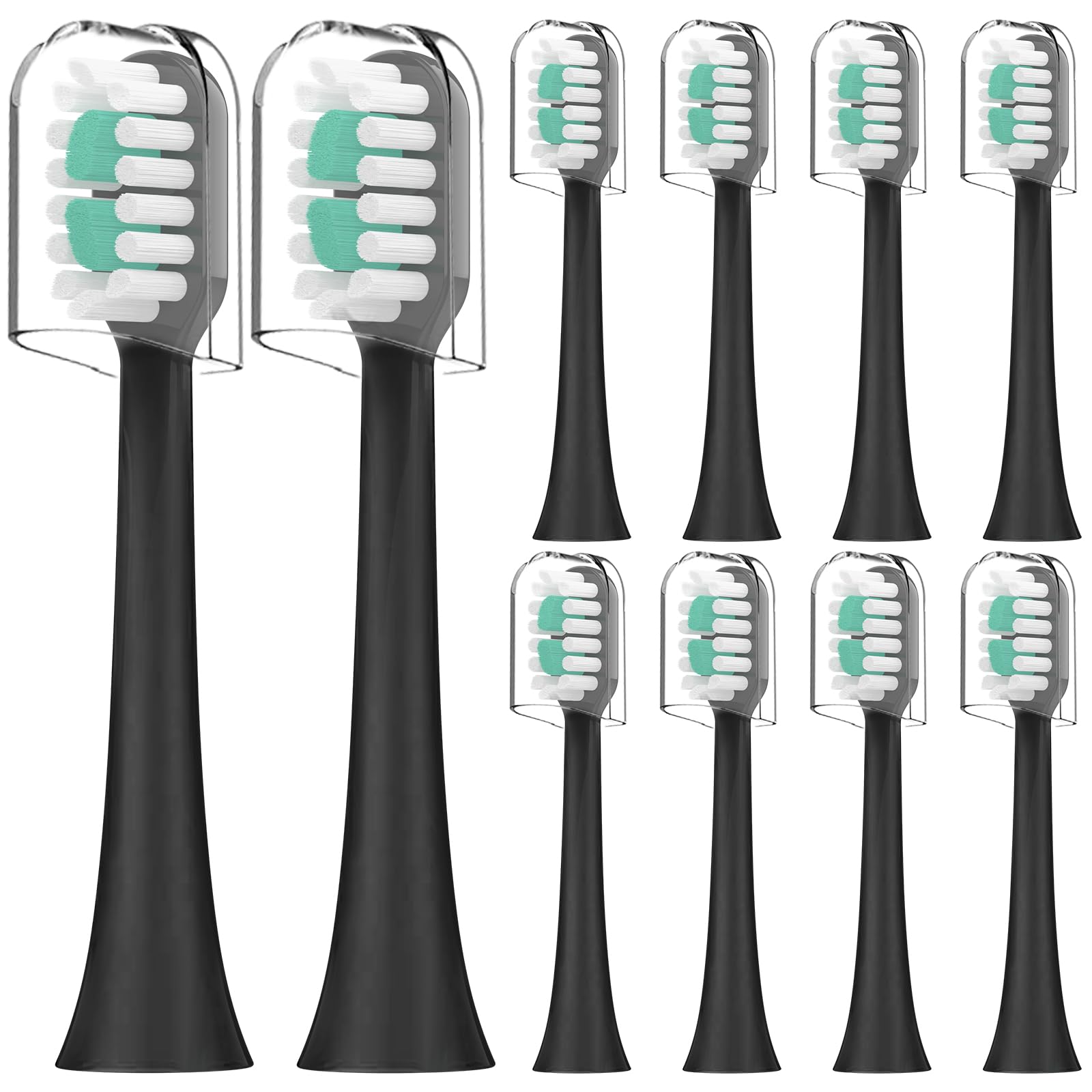 Compatible with AquaSonic Icon Electric Toothbrush Replacement Toothbrush Heads for AquaSonic Icon Electric Toothbrush with Dust Cover 10 Pack (Onyx  Medium)-New