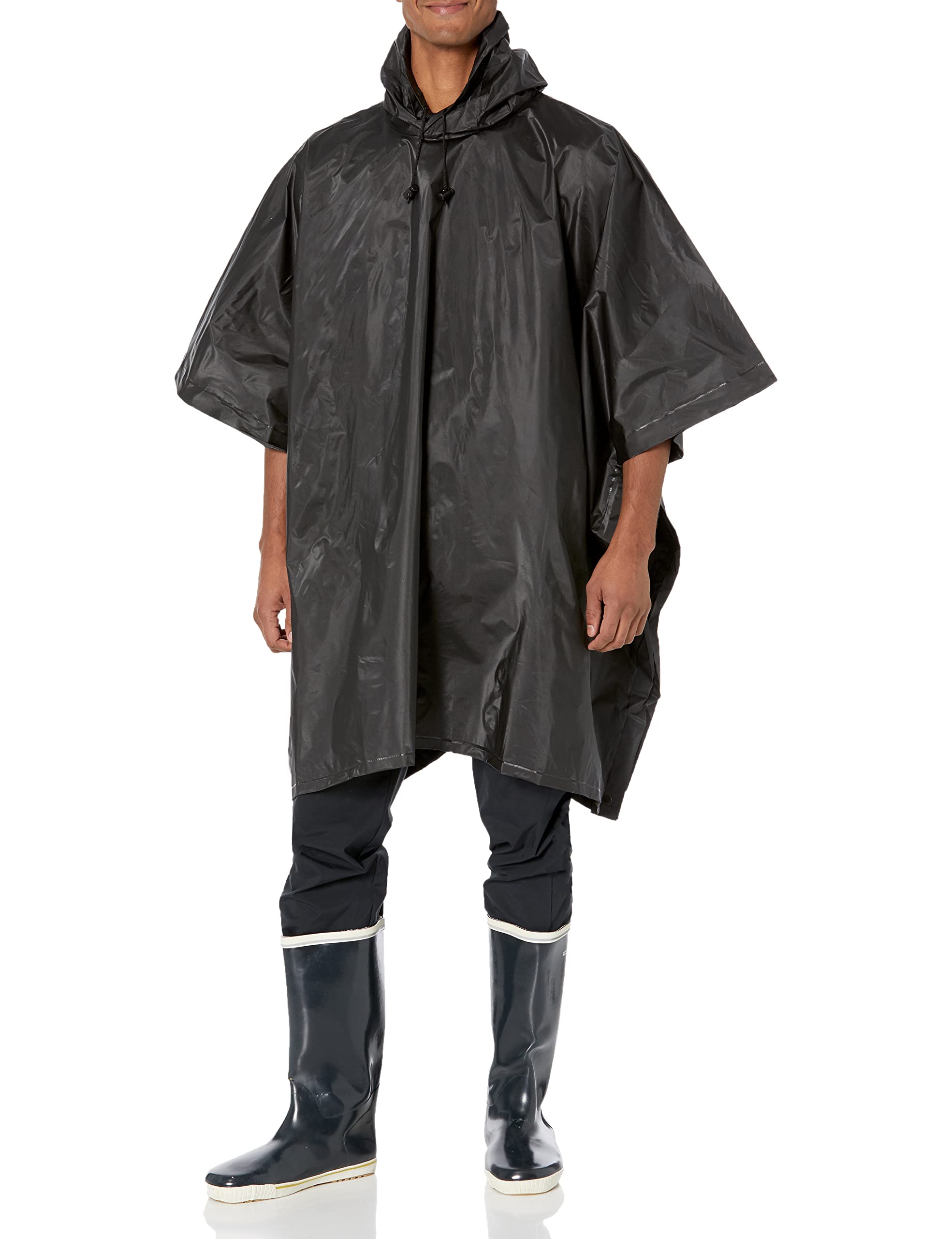 Rps Outdoors 51-114 Adult Rain Poncho Black Eva Waterproof Reusable (50 Inch X 80 Inch)