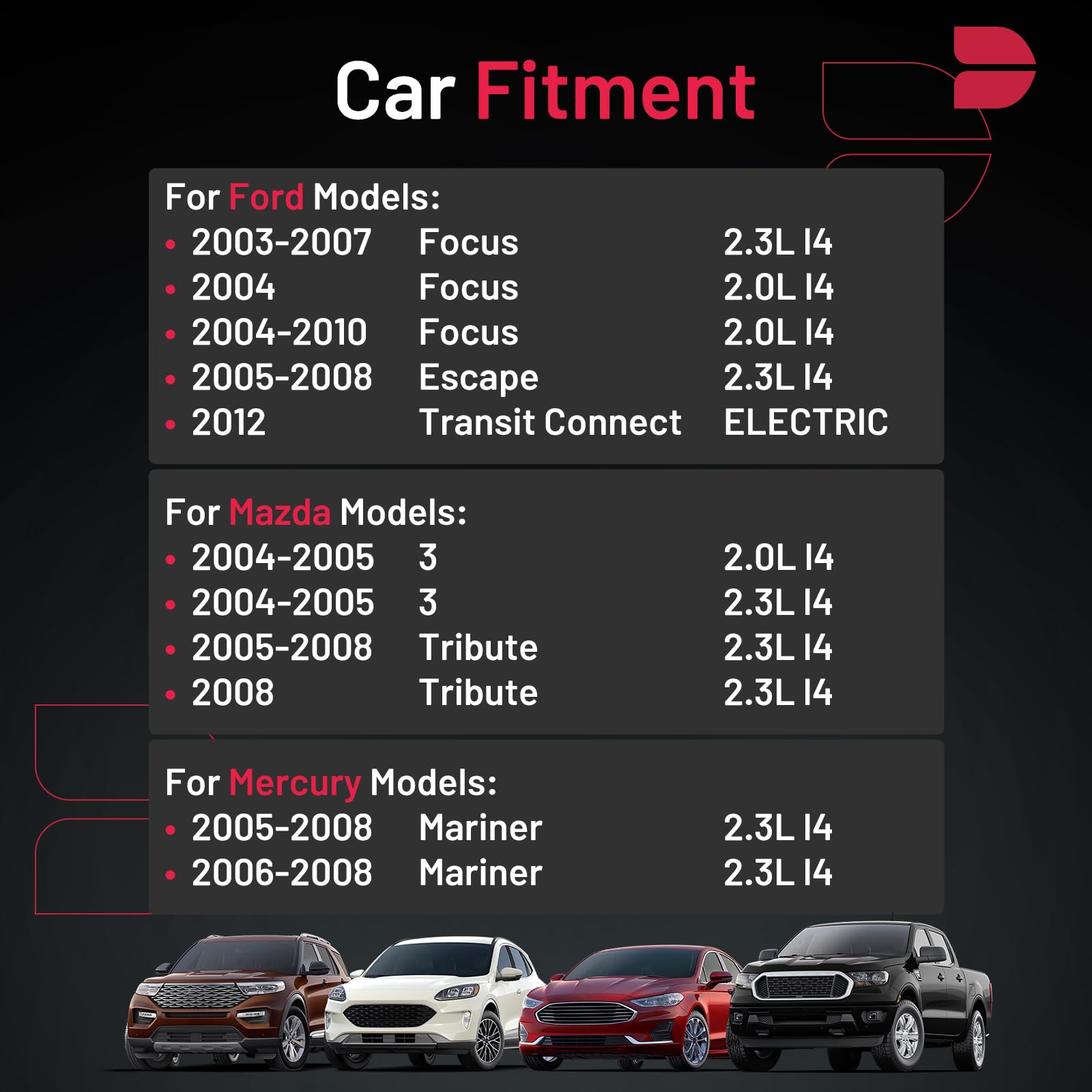 BDFHYK Set of 4 Iridium Spark Plug Compatible with Focus Escape Transit Connect,Mazda 3 Tribute,Mercury Mariner,2.0L 2.3L ELECTR