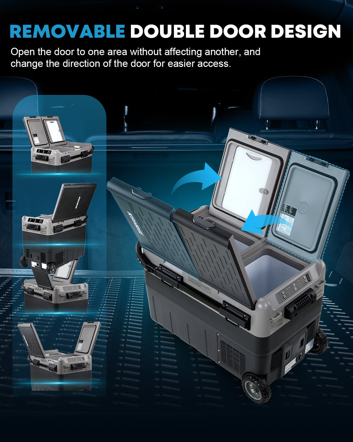 Kohree 12 Volt Car Refrigerator, 42 Quart (40L) Dual Zone Car Fridge, Portable Refrigerator Dual Door -4?-68? Electric Cooler Po