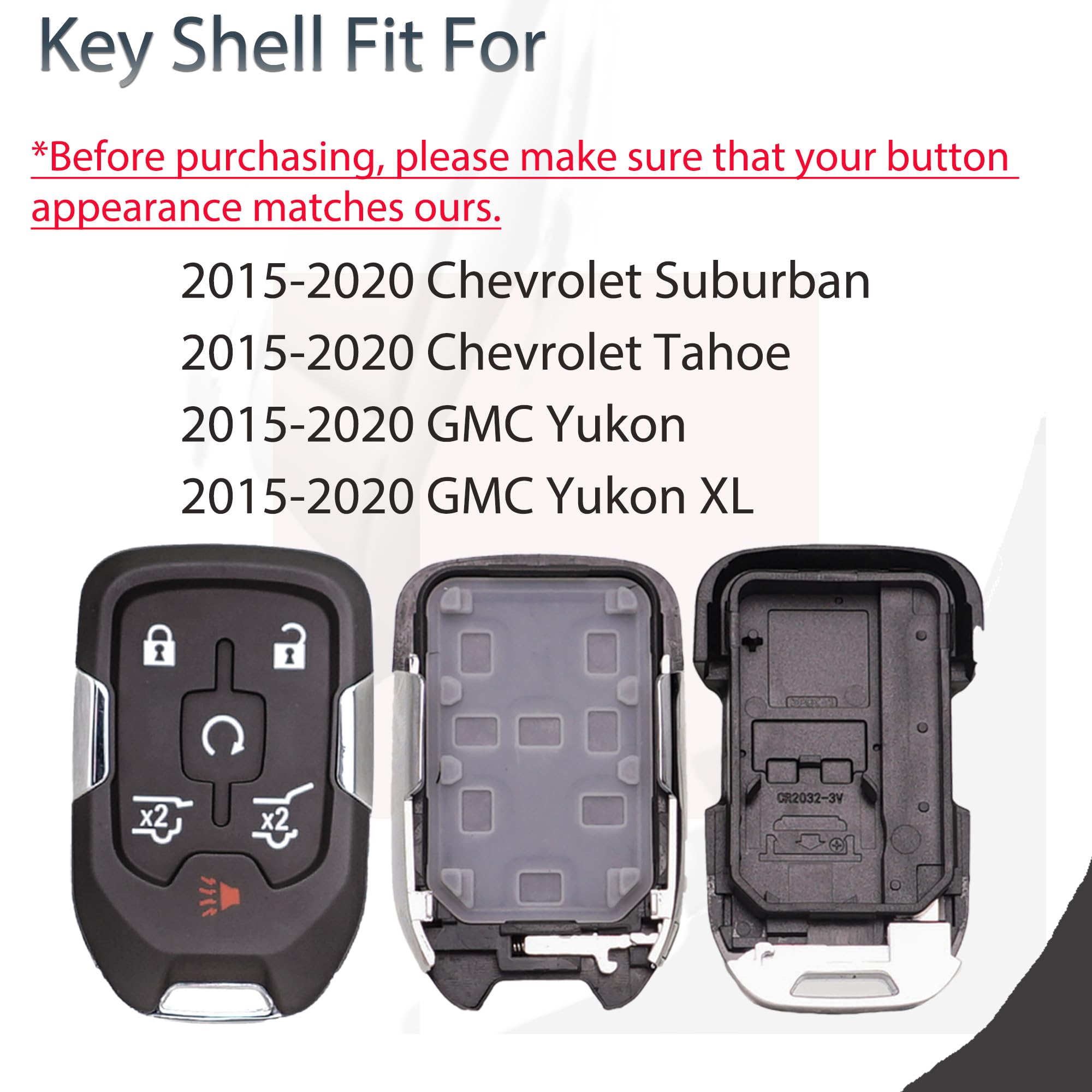 Supaland Key Fob Shell Case Replacement Fits For Chevy Suburban Tahoe Gmc Yukon 2015 2016 2017 2018 2019 2020 Keyless Entry Smar
