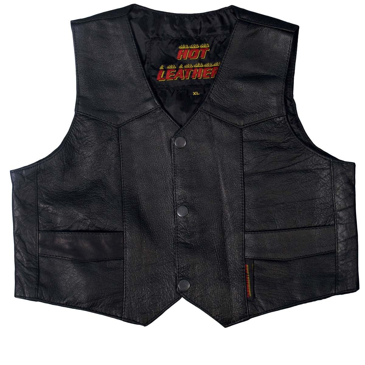 Hot Leathers VSK1002 Youth Classic Biker Vest (Black, Large)