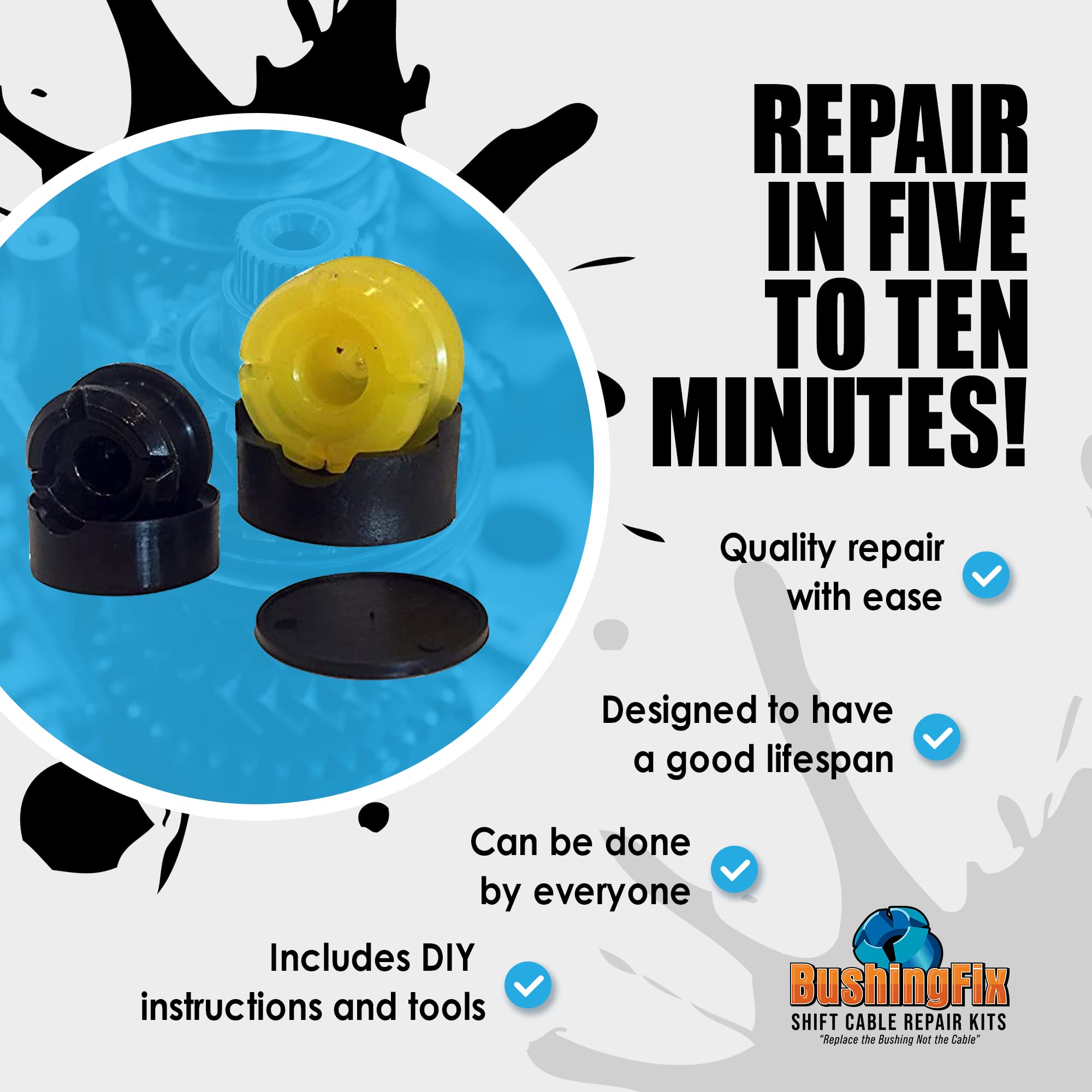 BushingFix FM1KIT Transmission Shift Cable Bushing Repair Kit, Shifter Cable Kit Fits Select Fiat, Jeep, and Mini Models, Manual