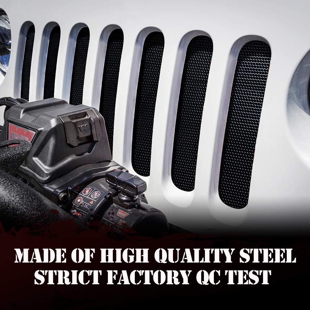 Xprite Black Aluminum Alloy Mesh Insert Compatible With Jeep Wrangler Jk Jku 2007-2018 Original Front Hood Matte Grill Grille Grid