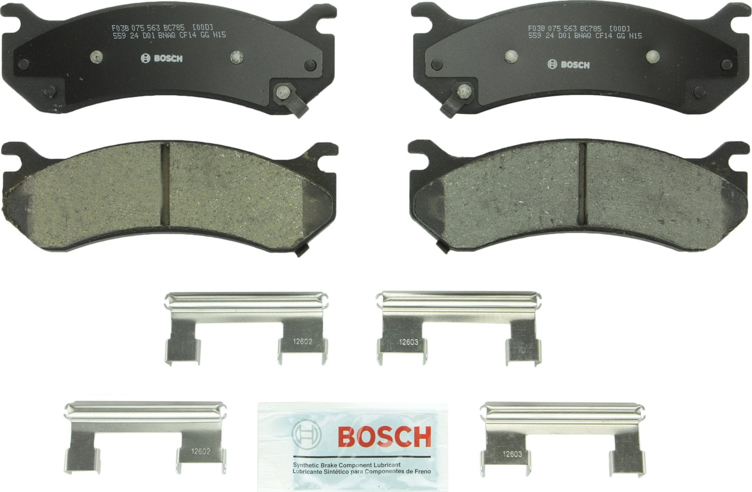 BOSCH BC785 QuietCast Premium Ceramic Disc Brake Pad Set - Compatible with Select Cadillac Escalade; Chevrolet Avalanche, Expres