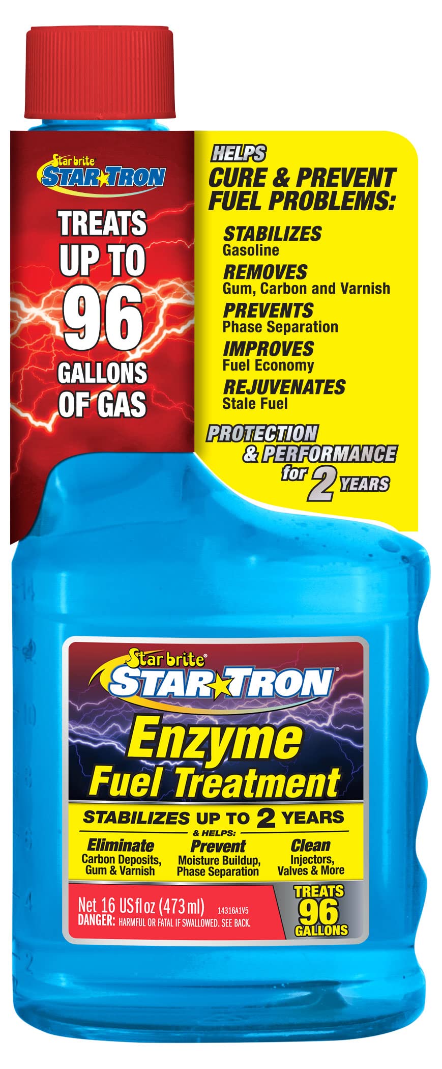 Star Brite Star Tron Enzyme Fuel Treatment, Small Engine Formula, 16 Fl Oz Treats Up To 96 Gals Gas Additive Rejuvenates & Stabi