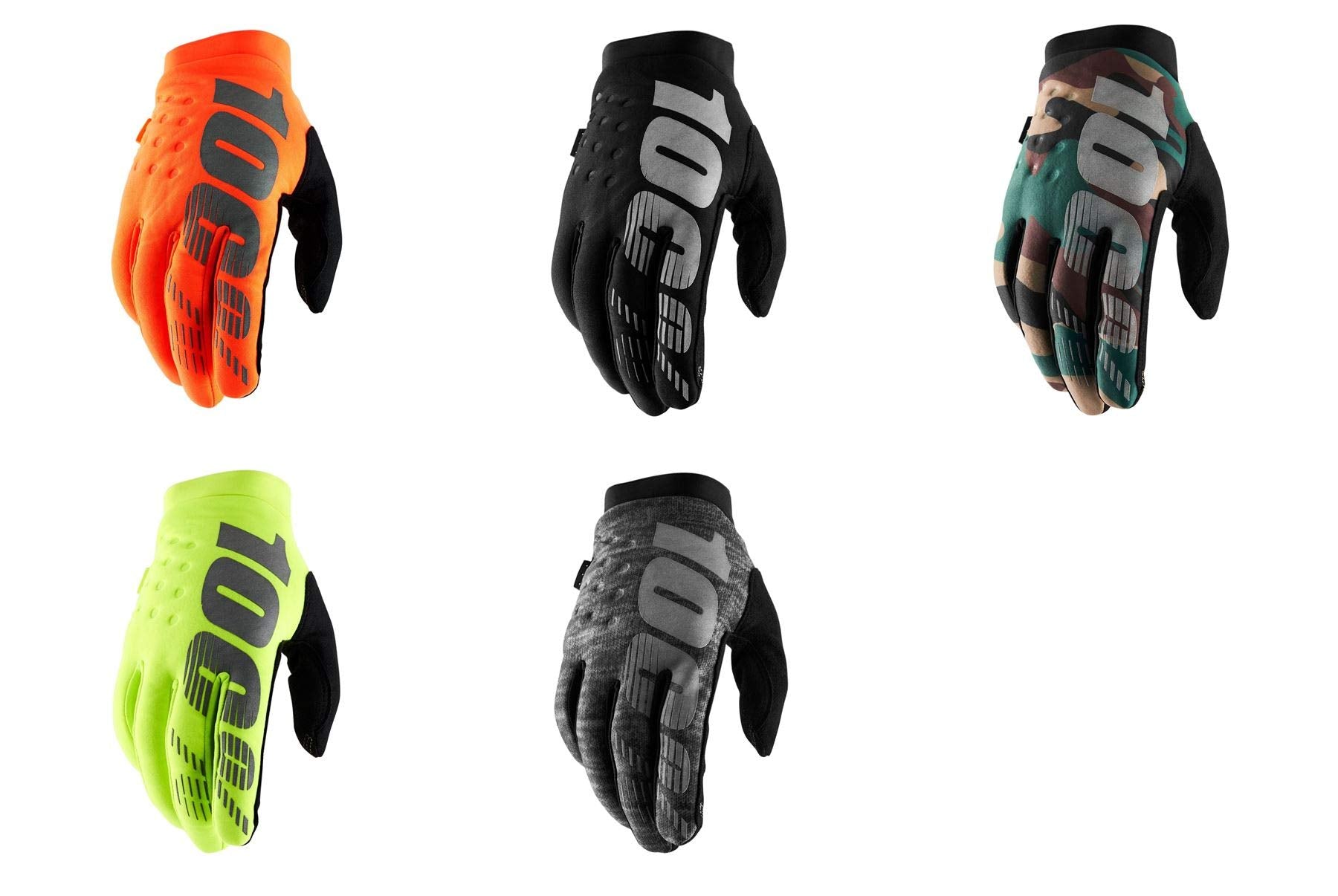 100% BRISKER Cold Weather Motocross & Mountain Bike Gloves - Warm Winter MTB & MX Powersport Racing Protective Gear (XL - Black/
