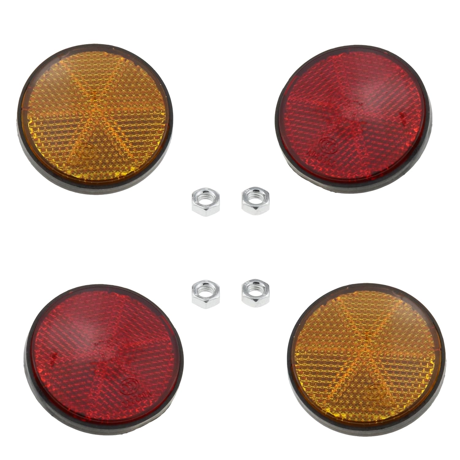 DGZZI Round Reflector 4PCS 2inch / 56mm Plastic Universal Screw Mount Reflective Warning Reflectors for Motorcycle Bike, Red and