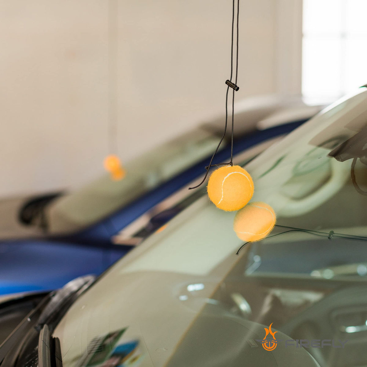 A Strin Firefly 2-Pack Garage Parking Guide Tennis Ball Car Stopper On A Strin ...