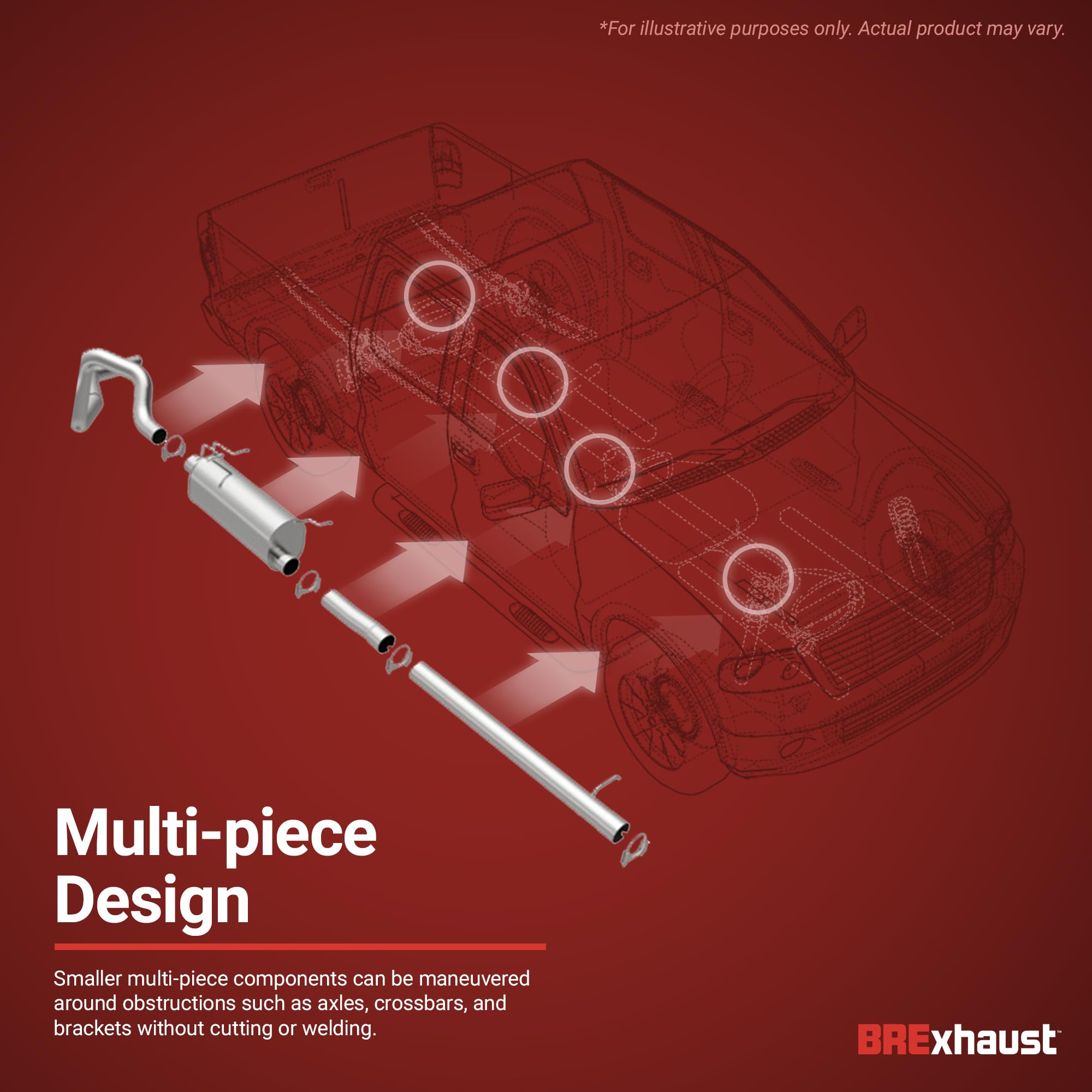 Brexhaust Direct-Fit Replacement Exhaust System 106-0171: Compatible With 2005-2012 Toyota Tacoma 4.0L