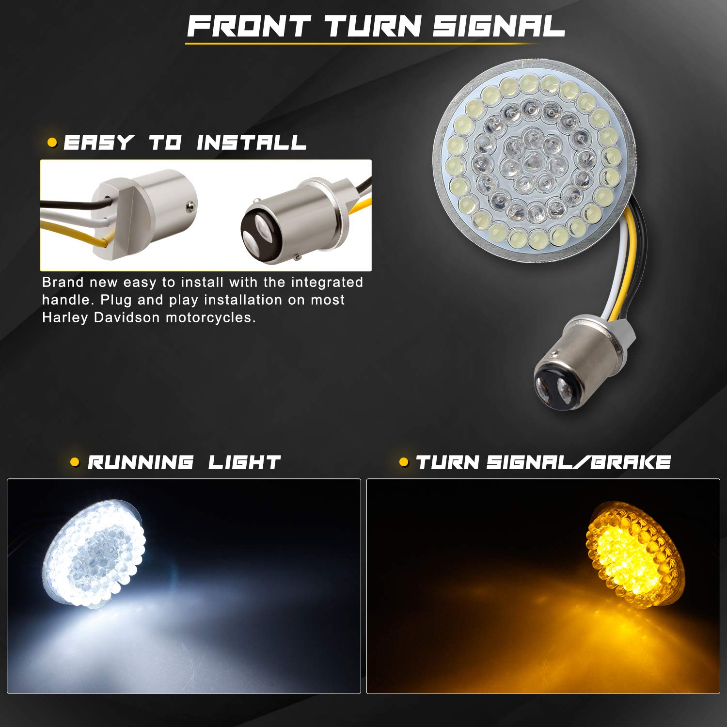 NTHREEAUTO 1157 LED Turn Signals Front Rear Lights 2Inch Bullet Smoked Lens Cover Compatible with Harley Street Glide Road Glide