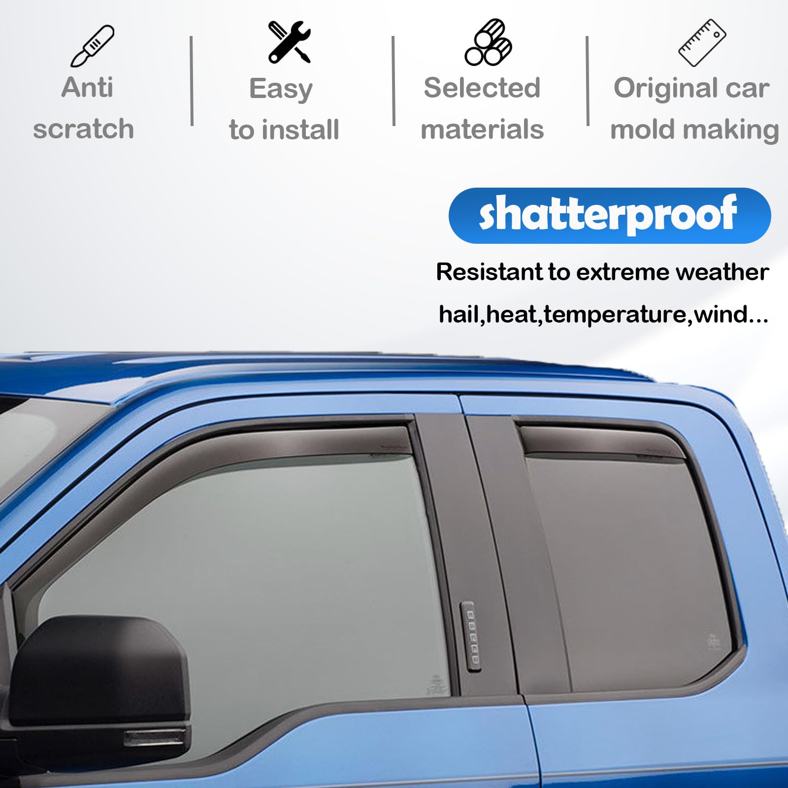 In-Channel Window Rain Guards For 2011-2023 Dodge Charger, Window Visor Guard Vent Wind Shade Deflector Rain Shield Protector Su