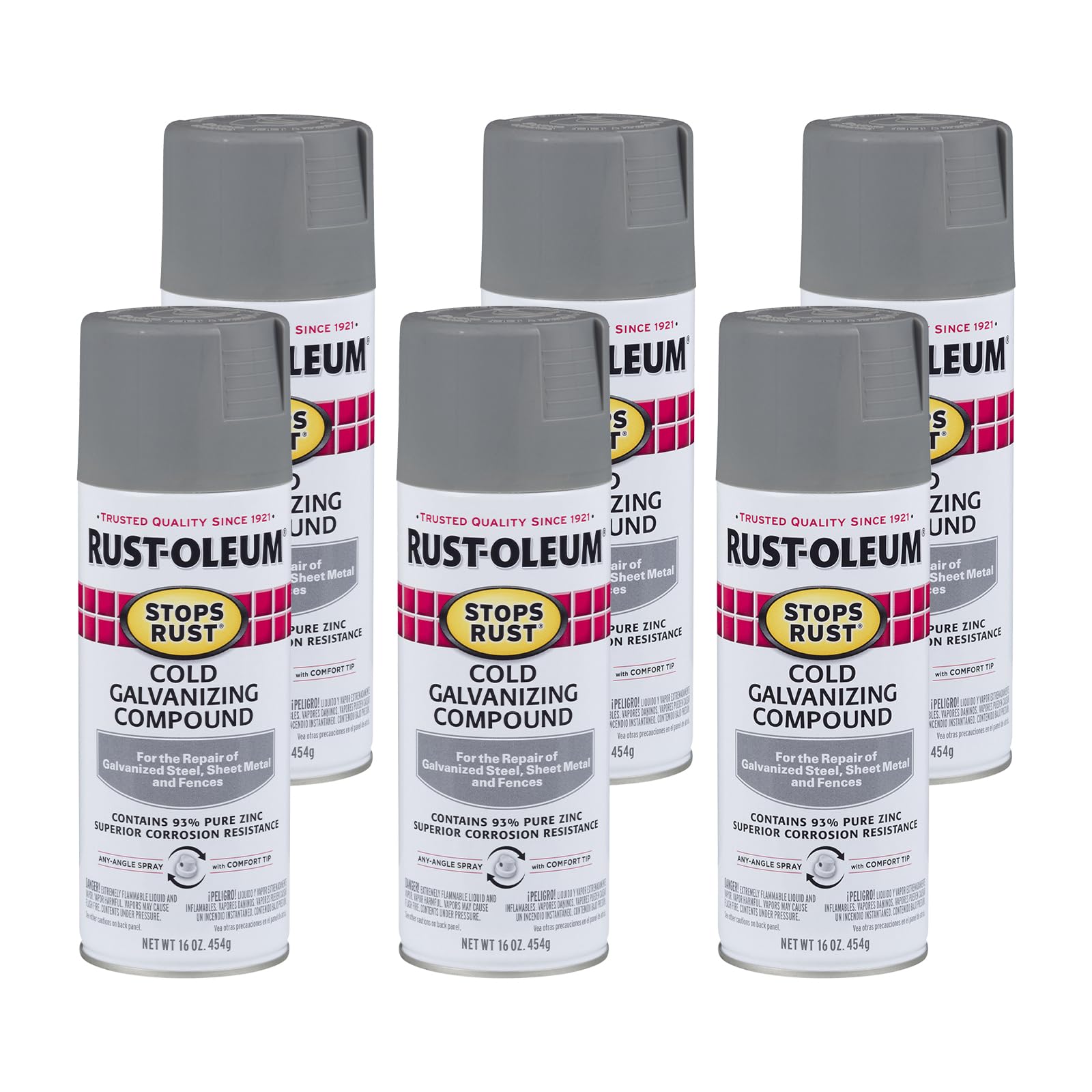 Rust-Oleum 6-Pack of 16 oz Brands 7785830 Gray Stops Rust Cold Galvanizing Compound Spray