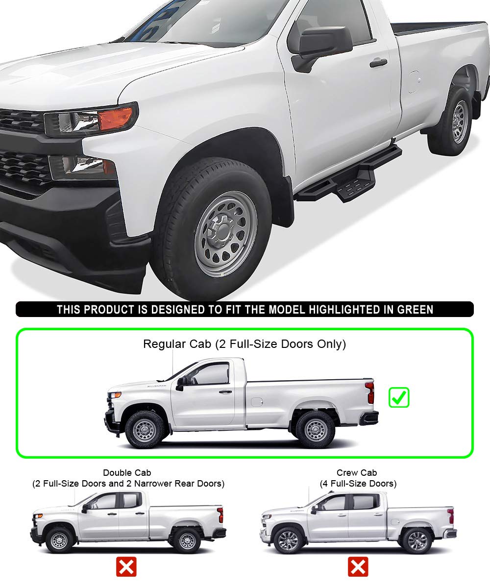 Aps Stainless Steel Pocket Steps Side Bars Compatible With Chevy Silverado Gmc Sierra 1500 2019-2024 Regular Cab & Silverado 1500 Ltd Sierra 1500 Ld 2022 & 2500 3500 2020-2024 (Exclude 19 1500 Ld)