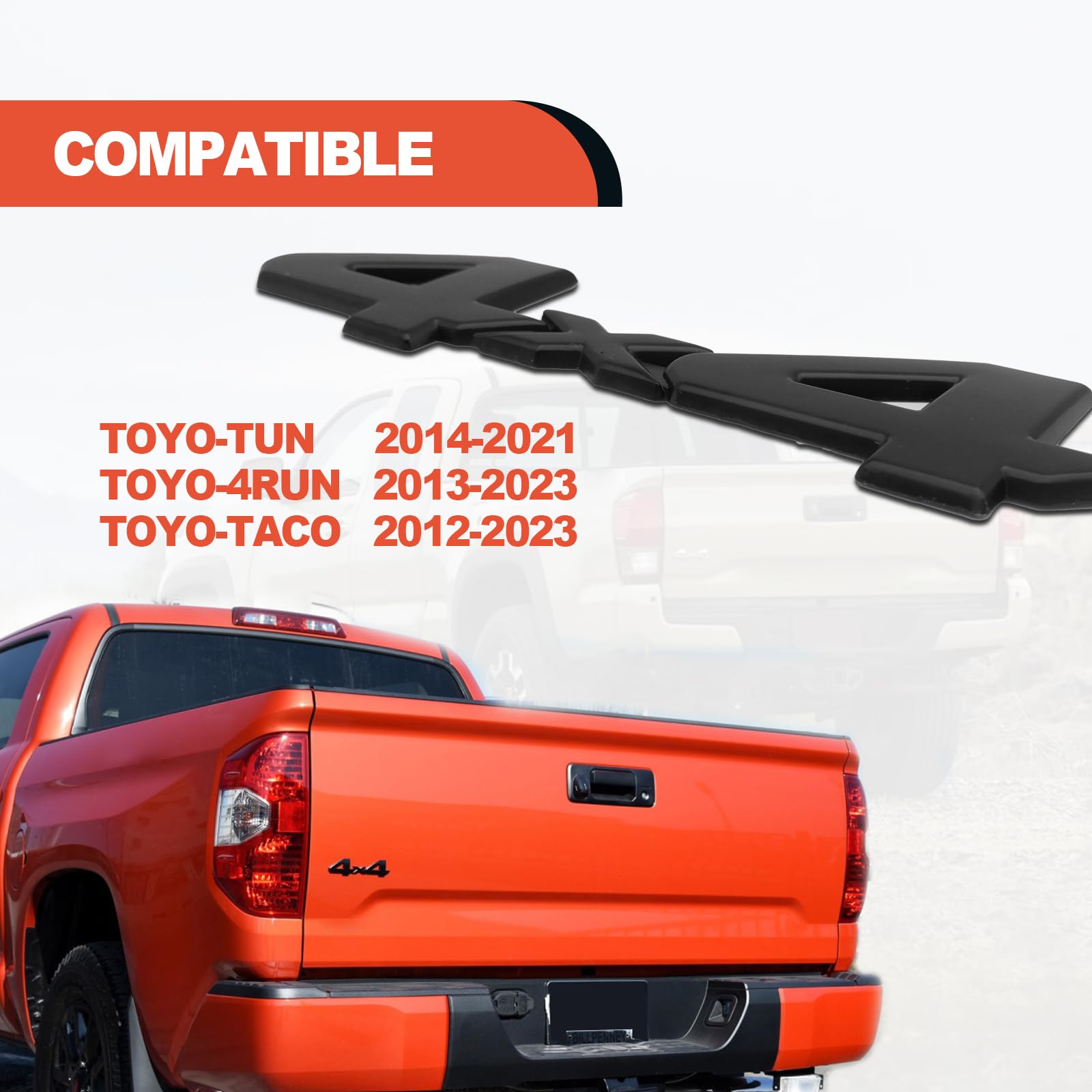 Universal 4X4 Emblem Badge 3D Logo, Full Coverage 3/M Adhesive Compatible With 4Run|Tac|Tun Suv Truck Pickup Model 3D Raised Abs 4X4 Badge, 3D Metal Matte Black Logo Trunk Badge (Matte Black)