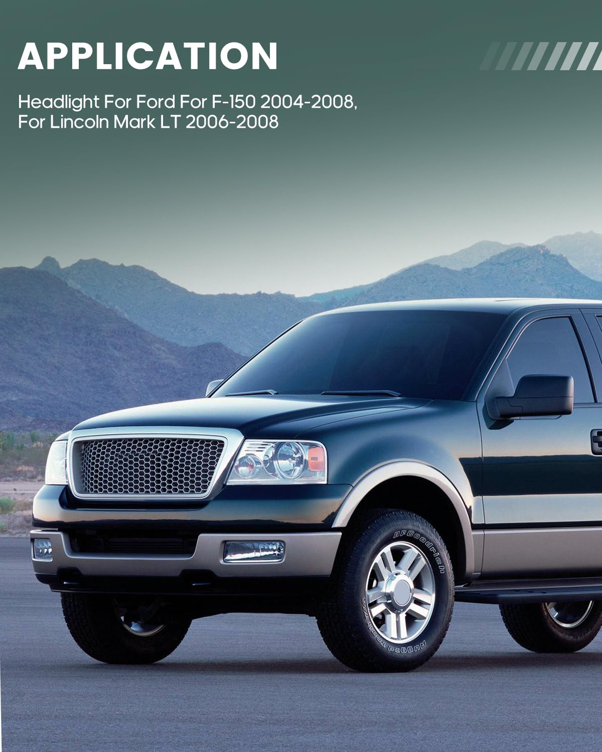 Scitoo Headlight Assembly Fits For Ford For F-150 2004-2008,For Lincoln Mark Lt 2006-2008 Headlamp In Chrome Housing Amber Reflector Clear Lens