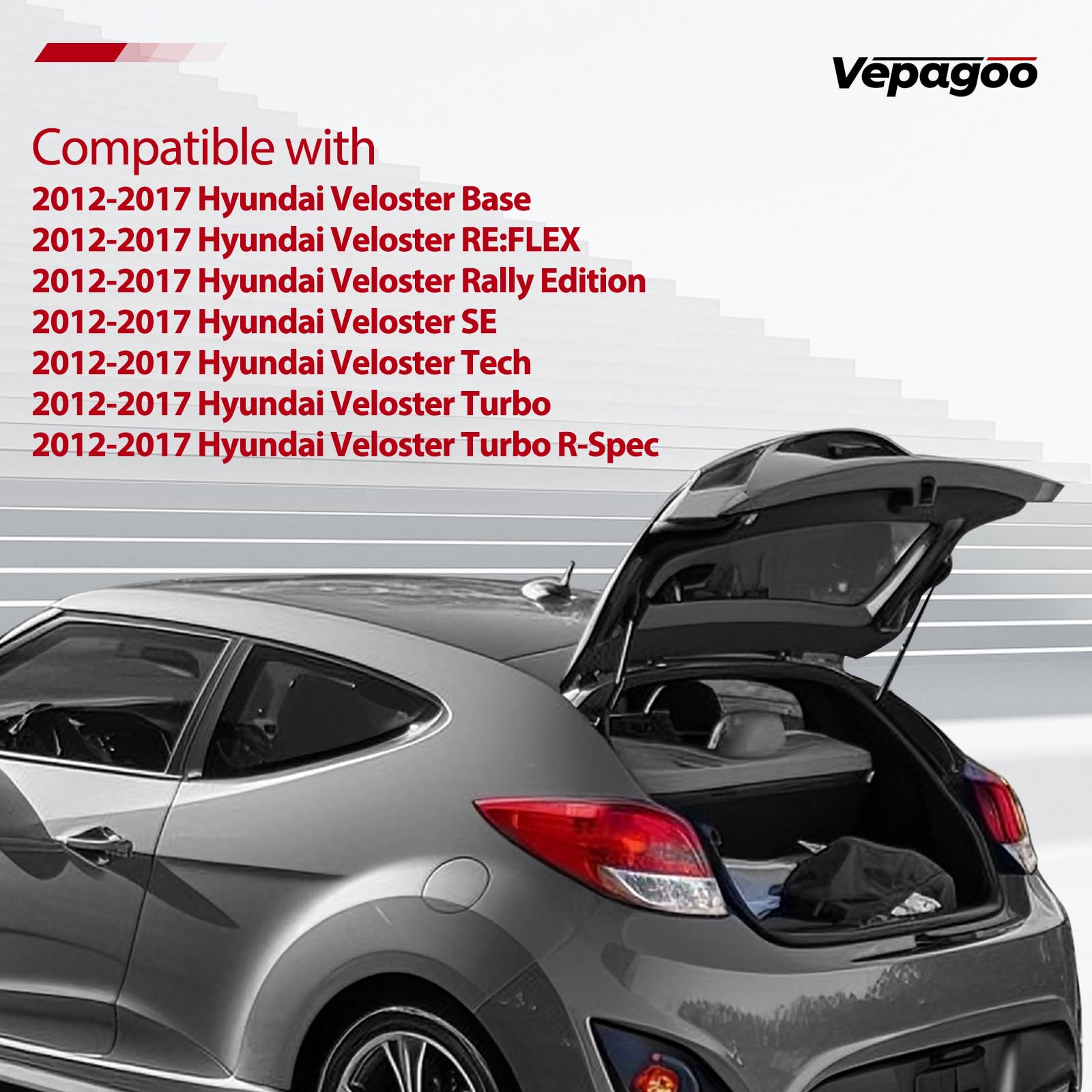 Vepagoo Pm3485 Rear Trunk Hatchback Struts Compatible With 2012-2017 Hyundai Veloster Shocks Liftgate Supports (3-Door Hatch-Wit