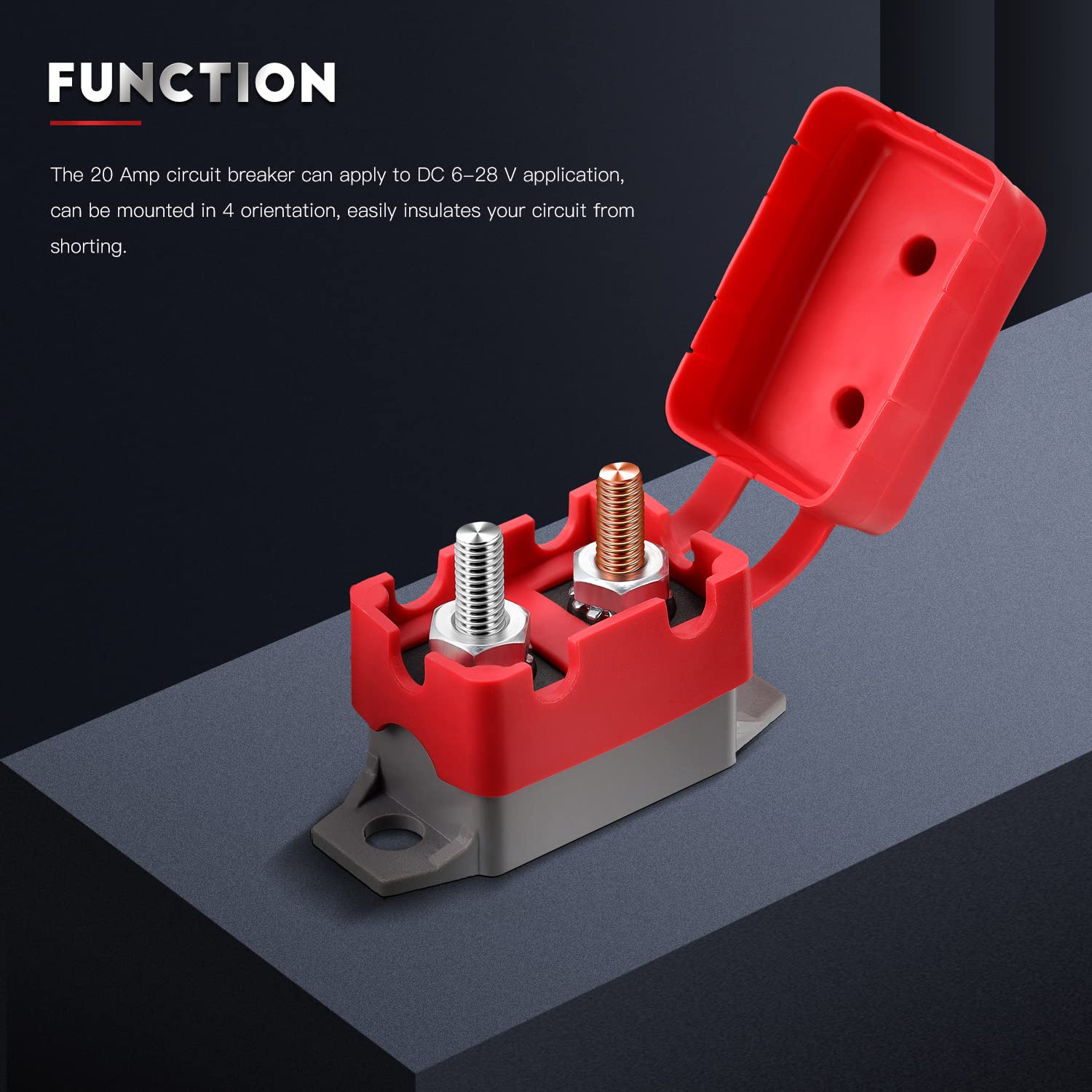 4 Pieces Dc 12V - 24V Automatic Reset Circuit Breaker Circuit Breaker With Cover Stud Bolt For Automotive And More (20 Amp)