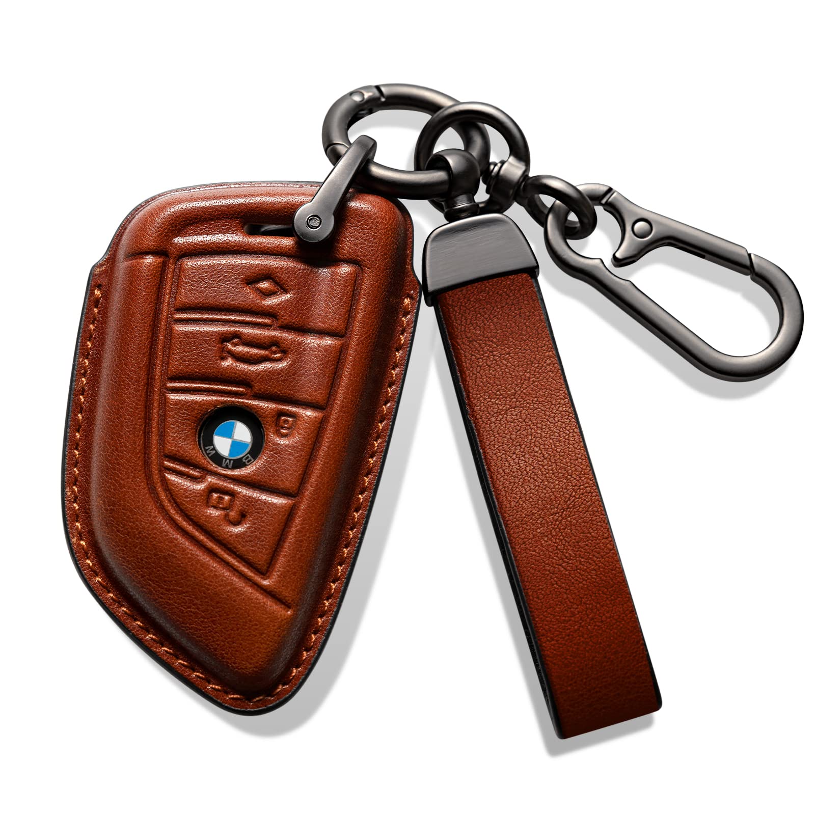 Smyfob BMW Key Fob Cover Leather Case Lanyard Keychain Holder Key Fob Protector