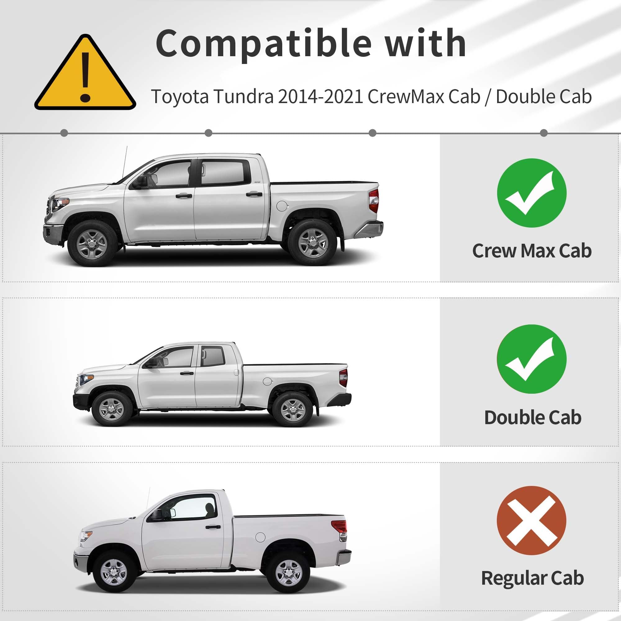 Oedro Floor Mats Fit For Toyota Tundra 2014-2021 Crewmax Cab/Double Cab, Tpe All Weather Tundra Floor Liners Custom Fit 1St & 2N