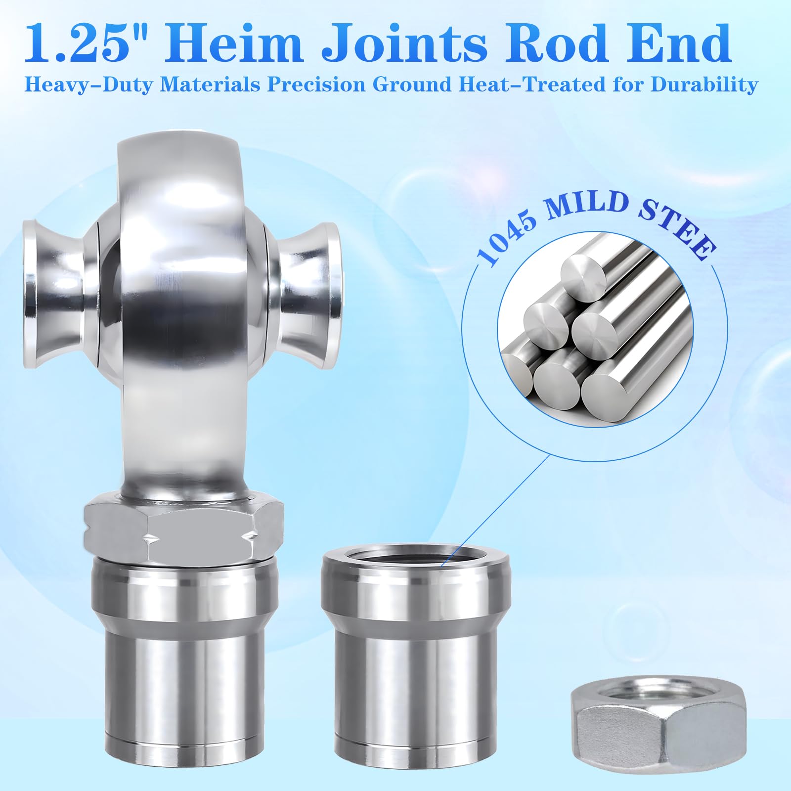 YIFUOK 1.25'' Heim Joint Rod End kit w/Spacer,Tube Adapters & Jam Nuts,RH & LH Hand Thread 1 1/4'' Chromoly Panhard Bar Kit for