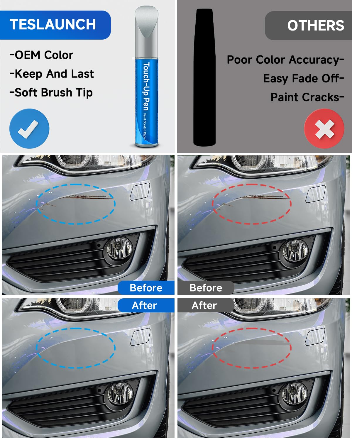 Teslaunch Touch Up Paint For Bmw, Brooklyn Gray Metallic(C4P) Exact Match Touch Up Paint Car Scratch Repair (Brooklyn Gray Metal