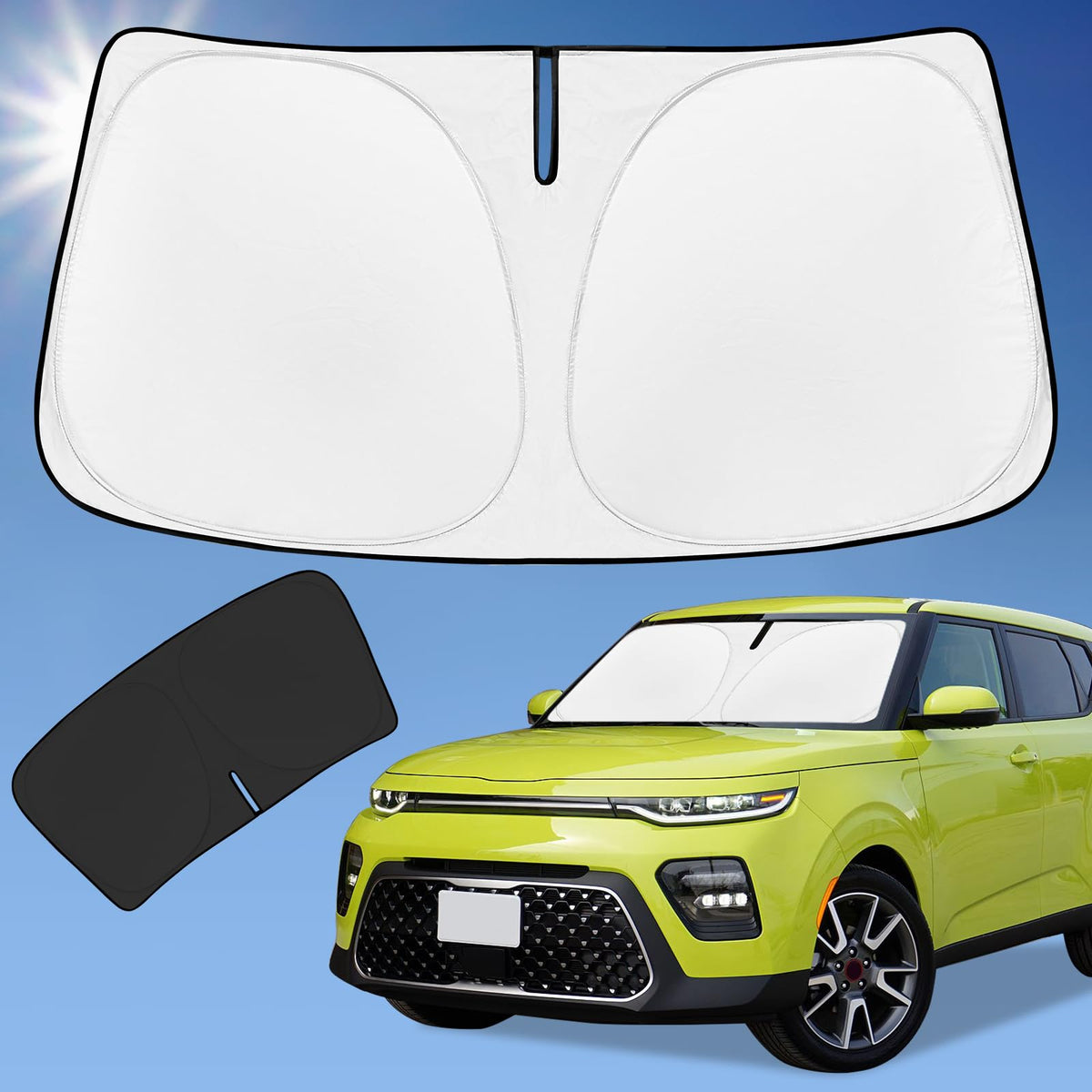 Sun Shade Sunshade for 2025 Kia Soul Windshield Cover, 4-Layer Front Window Shade Custom fit Soul 2010-2024 2025 Sun Visor 240T 