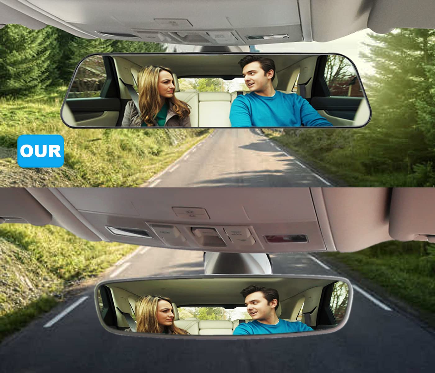 Rear View Mirror, 11.8 Panoramic Clip-On Wide Angle Rearview Mirror To Reduce Blind Spot Effectively For Car Suv Trucks - Convex
