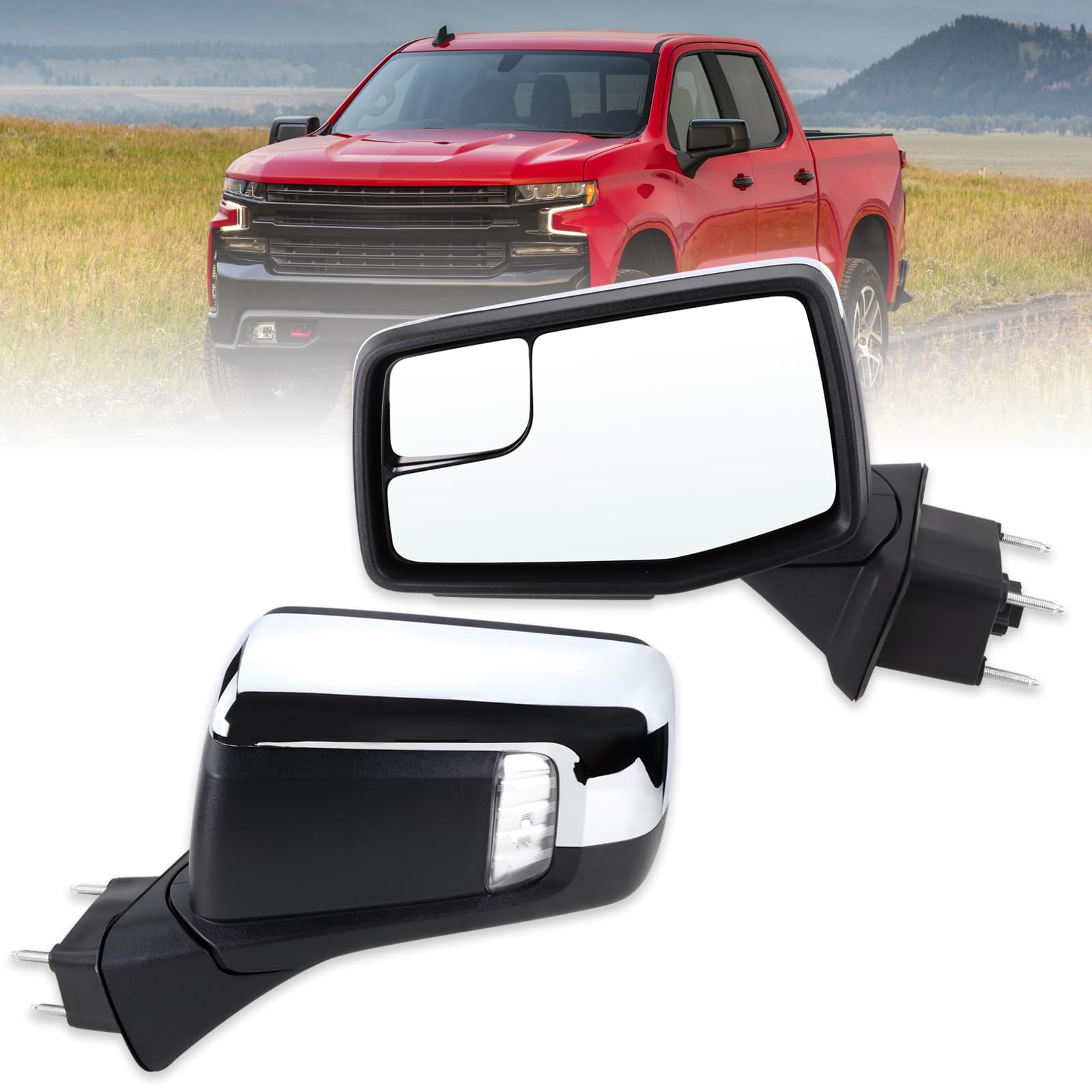 Lqito Left Driver Side Mirror Compatible With 2019-2024 Chevy Silverado 1500 With Power Glass Power Folding Heated Turn Signal P