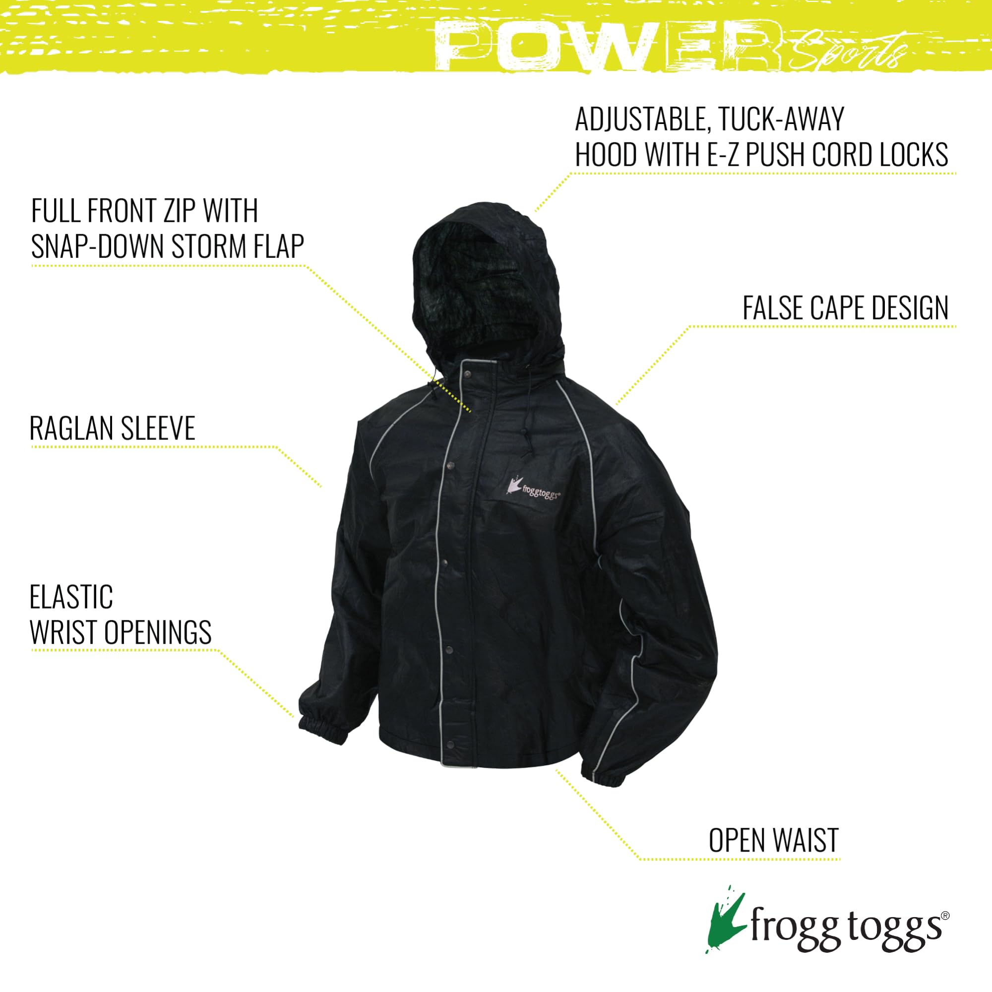 Frogg Toggs Men'S Road Toad Frogg Eyzz Reflective Motorcycle Waterproof Rain Jacket Black Xx-Large